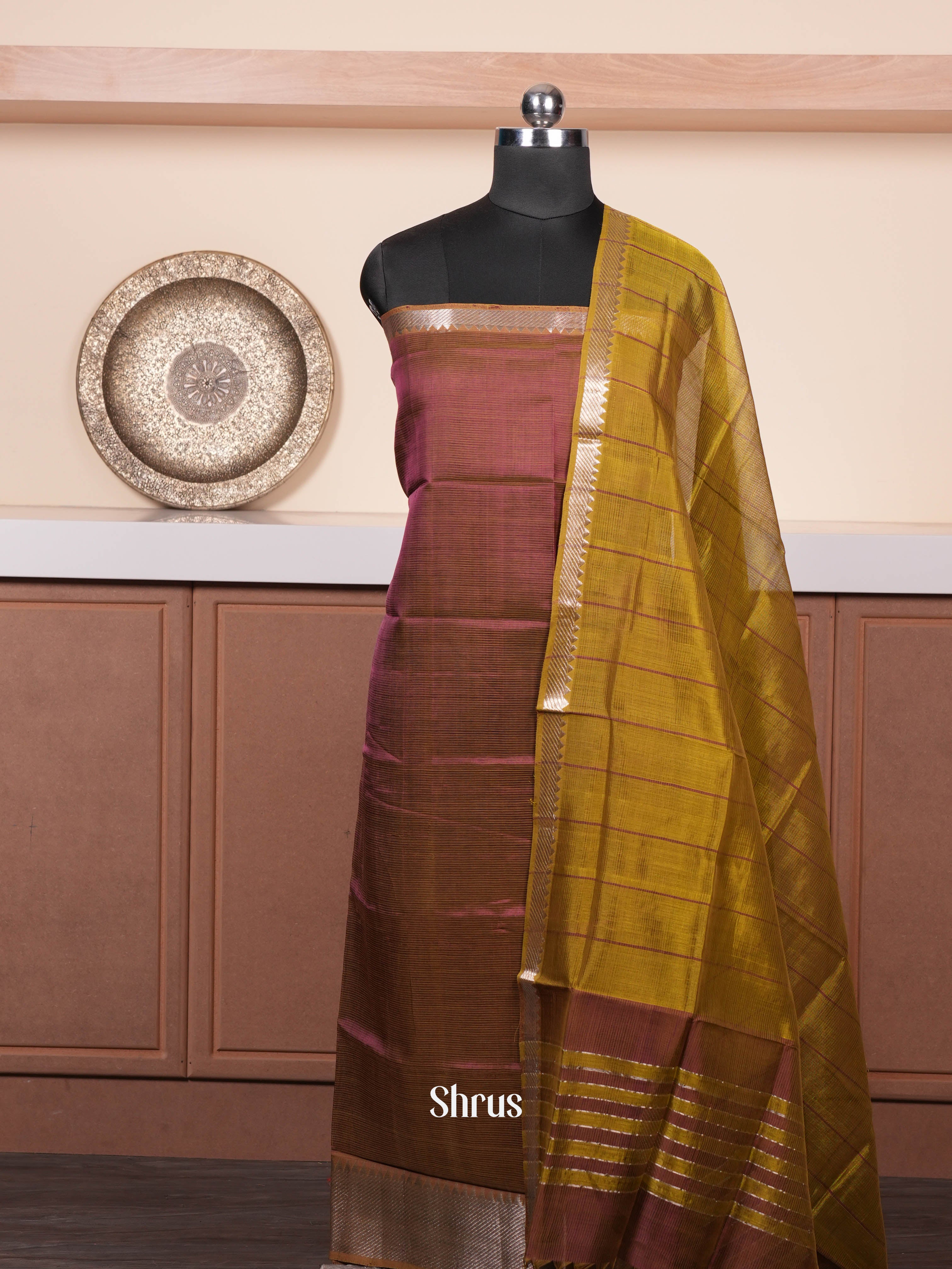Violet Red & Olive Green _ mangalagirisico top & dupatta combo - Shop on ShrusEternity.com
