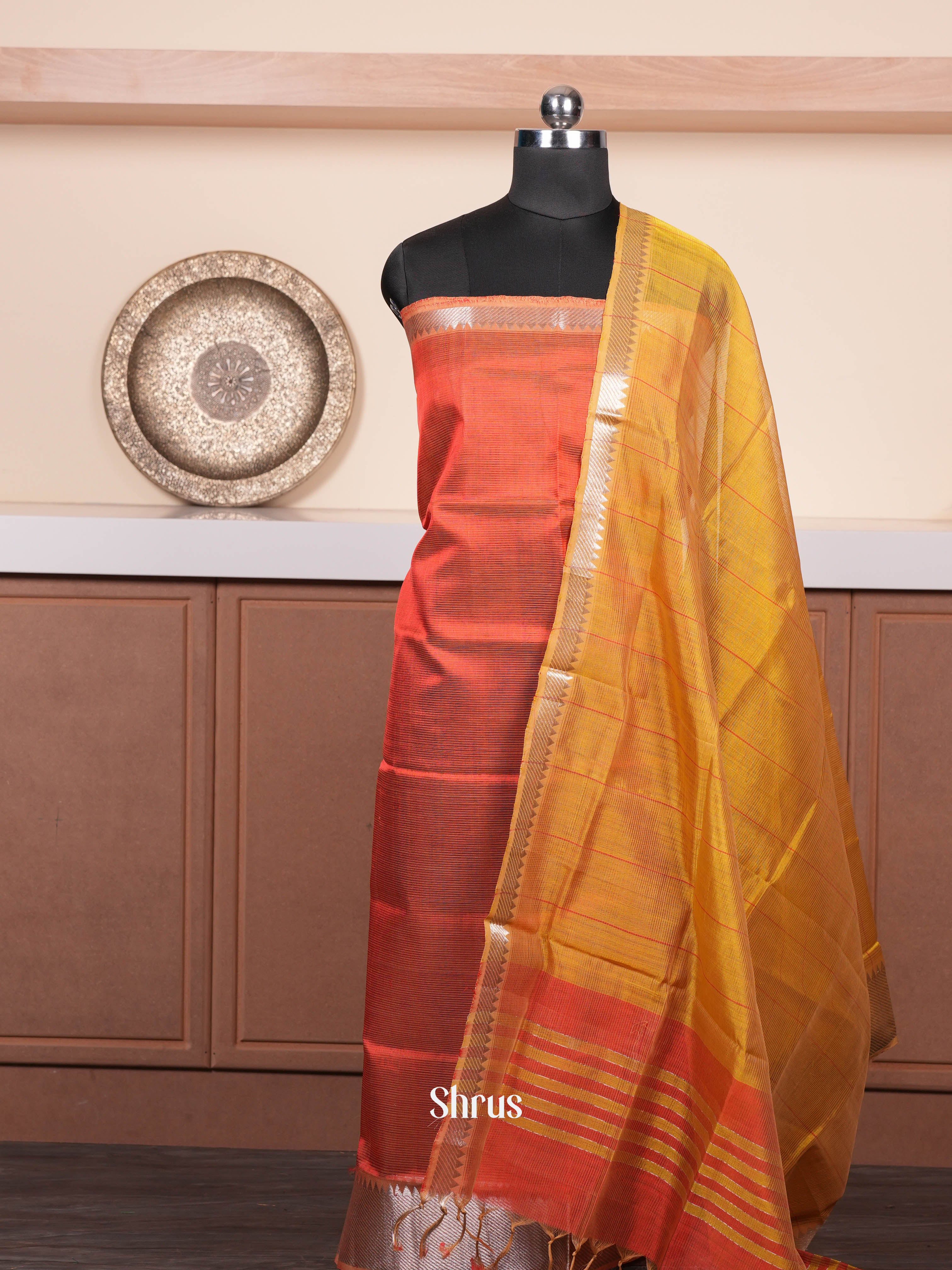 Orange & Mustard - mangalagirisico top & dupatta combo - Shop on ShrusEternity.com
