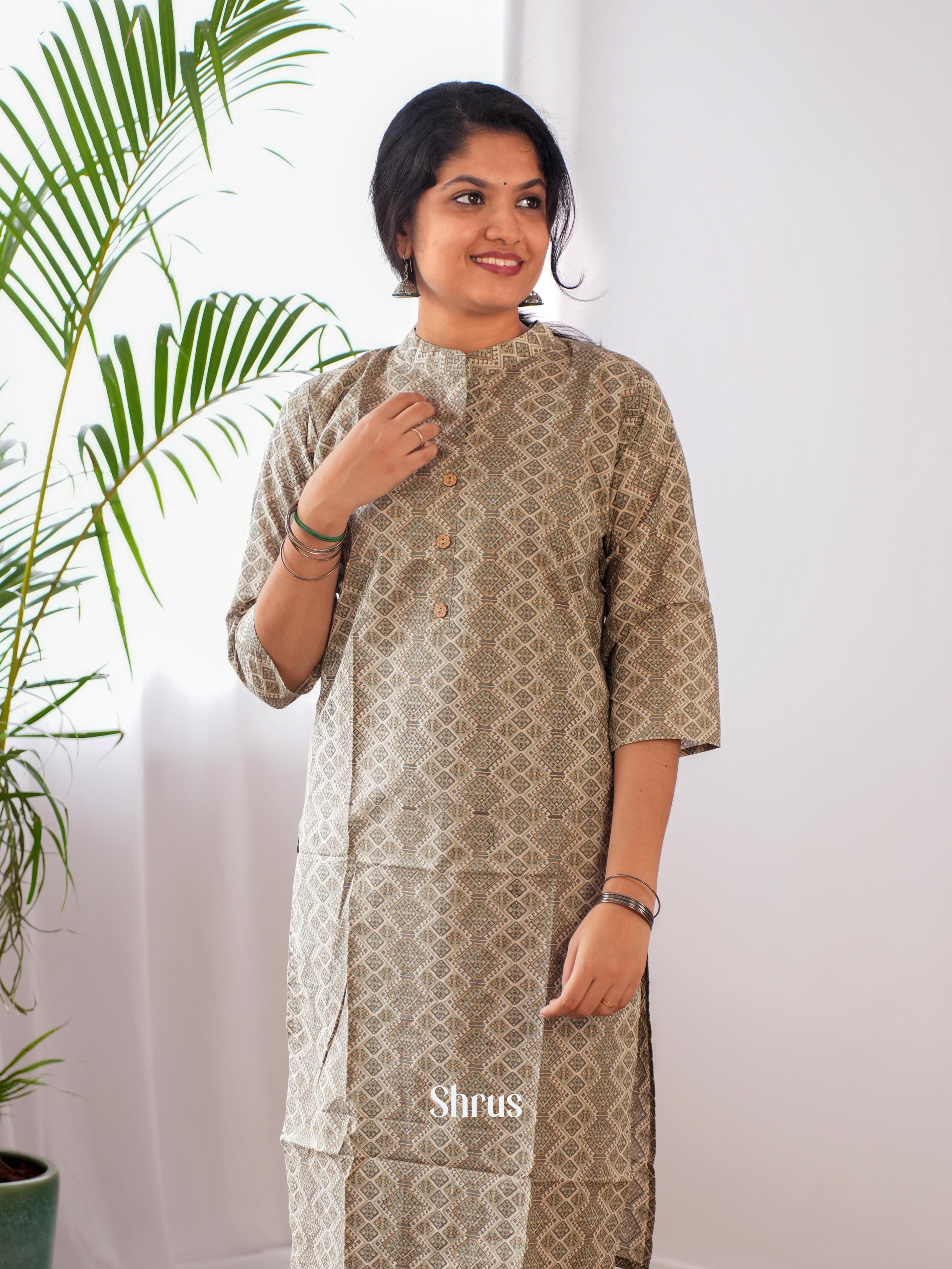 Grey - Readymade kurti - Shop on ShrusEternity.com