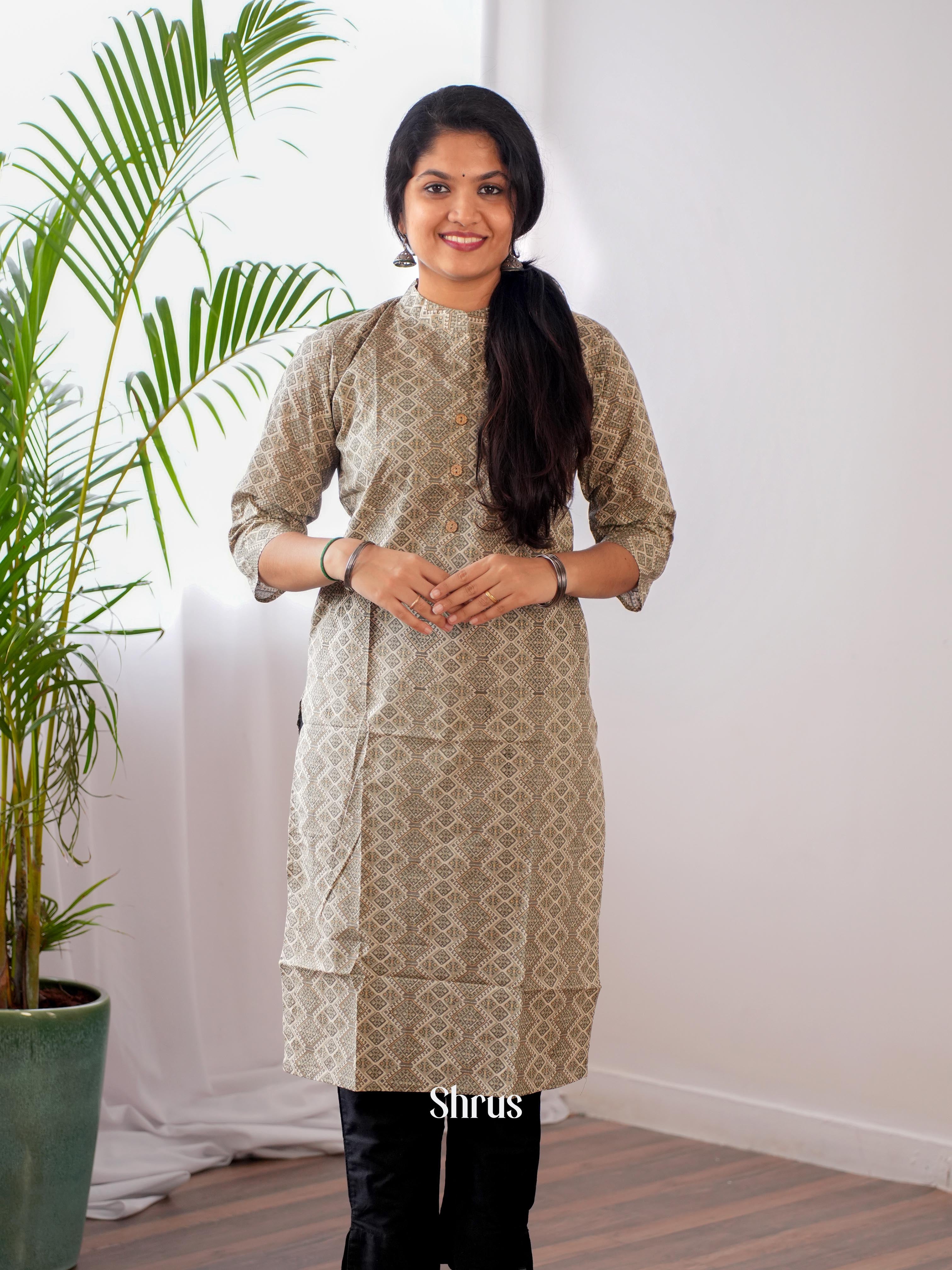Grey - Readymade kurti - Shop on ShrusEternity.com