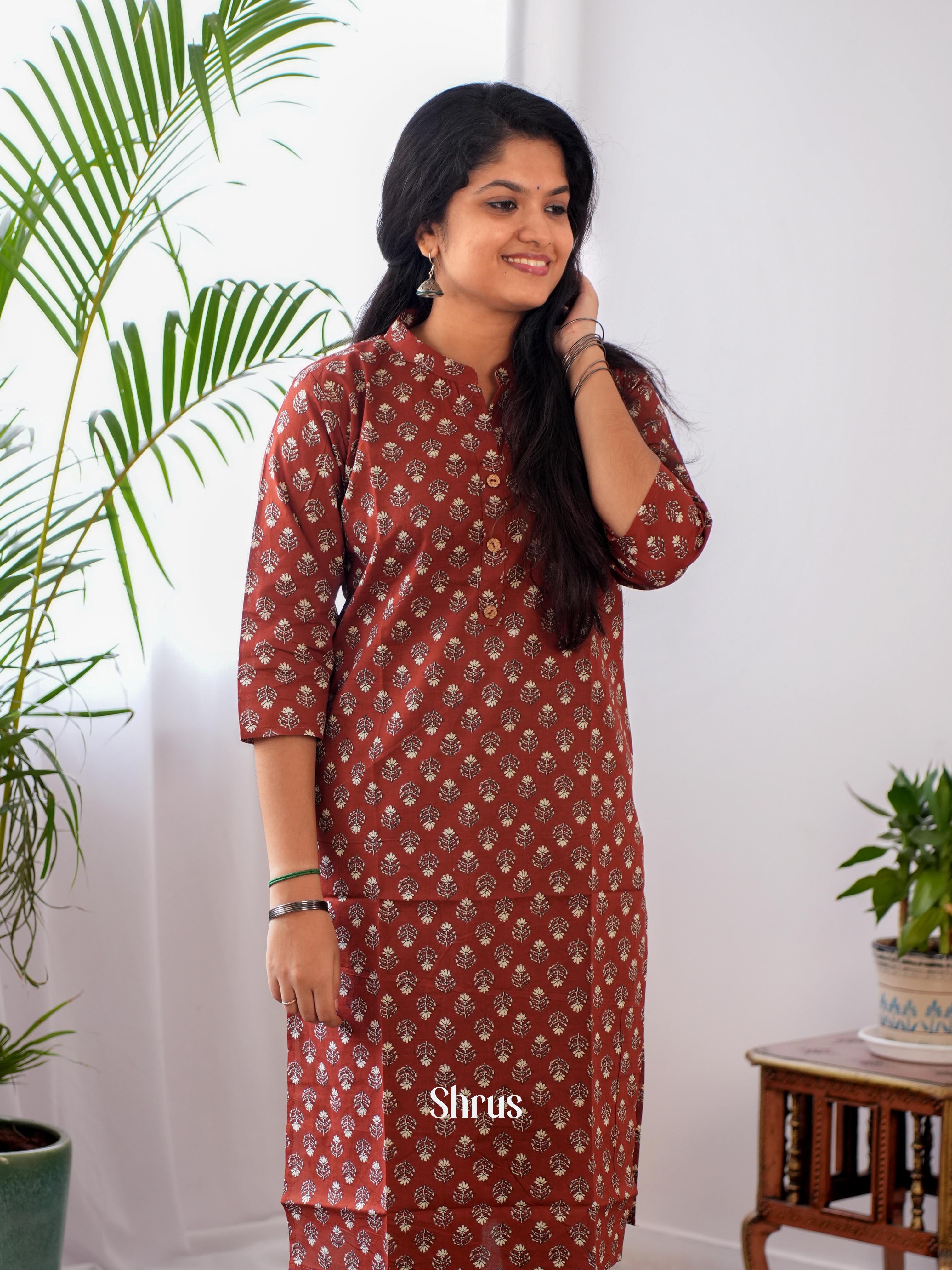 Brown- Readymade kurti - Shop on ShrusEternity.com