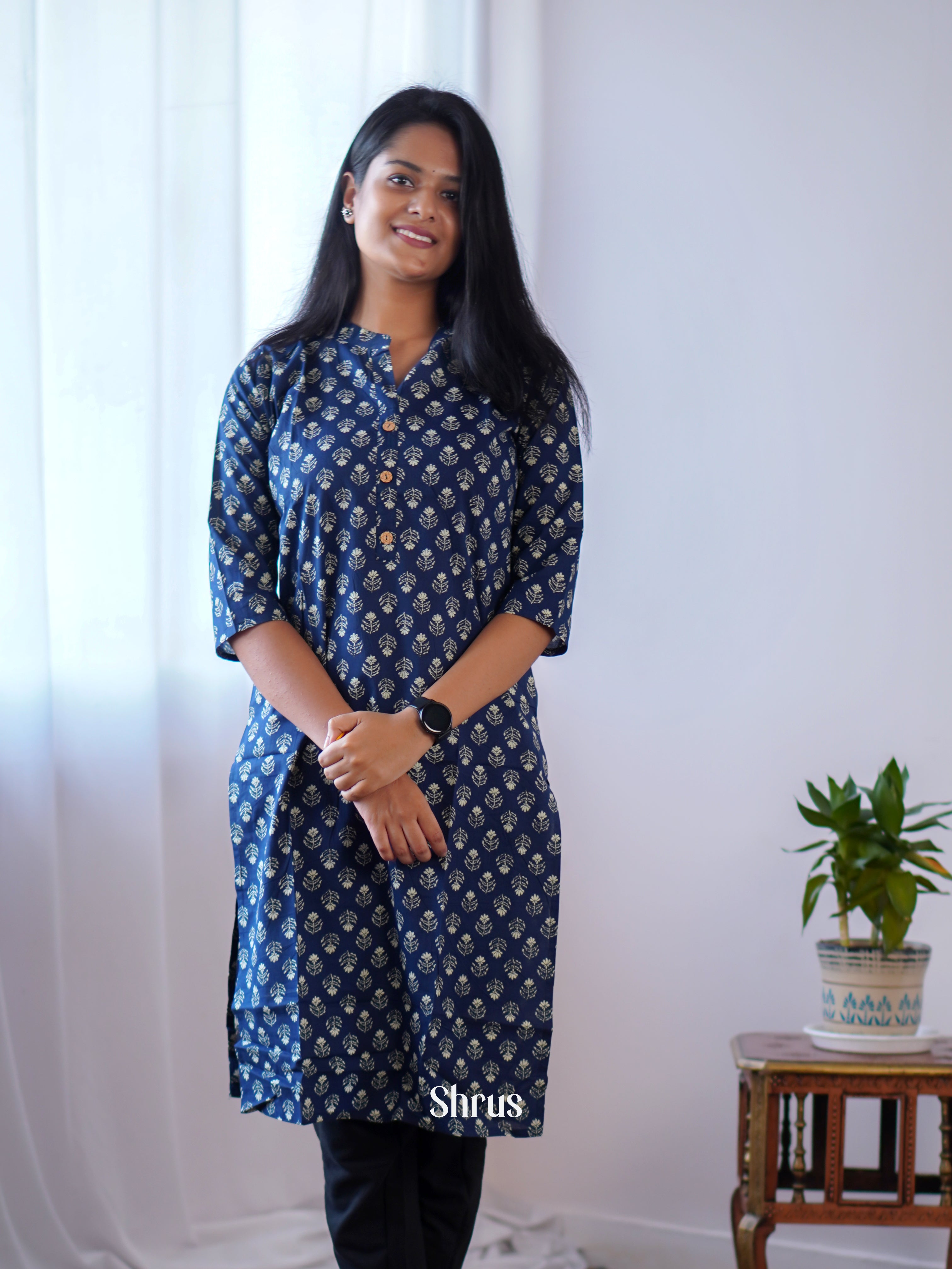 Blue - Readymade Kurti - Shop on ShrusEternity.com