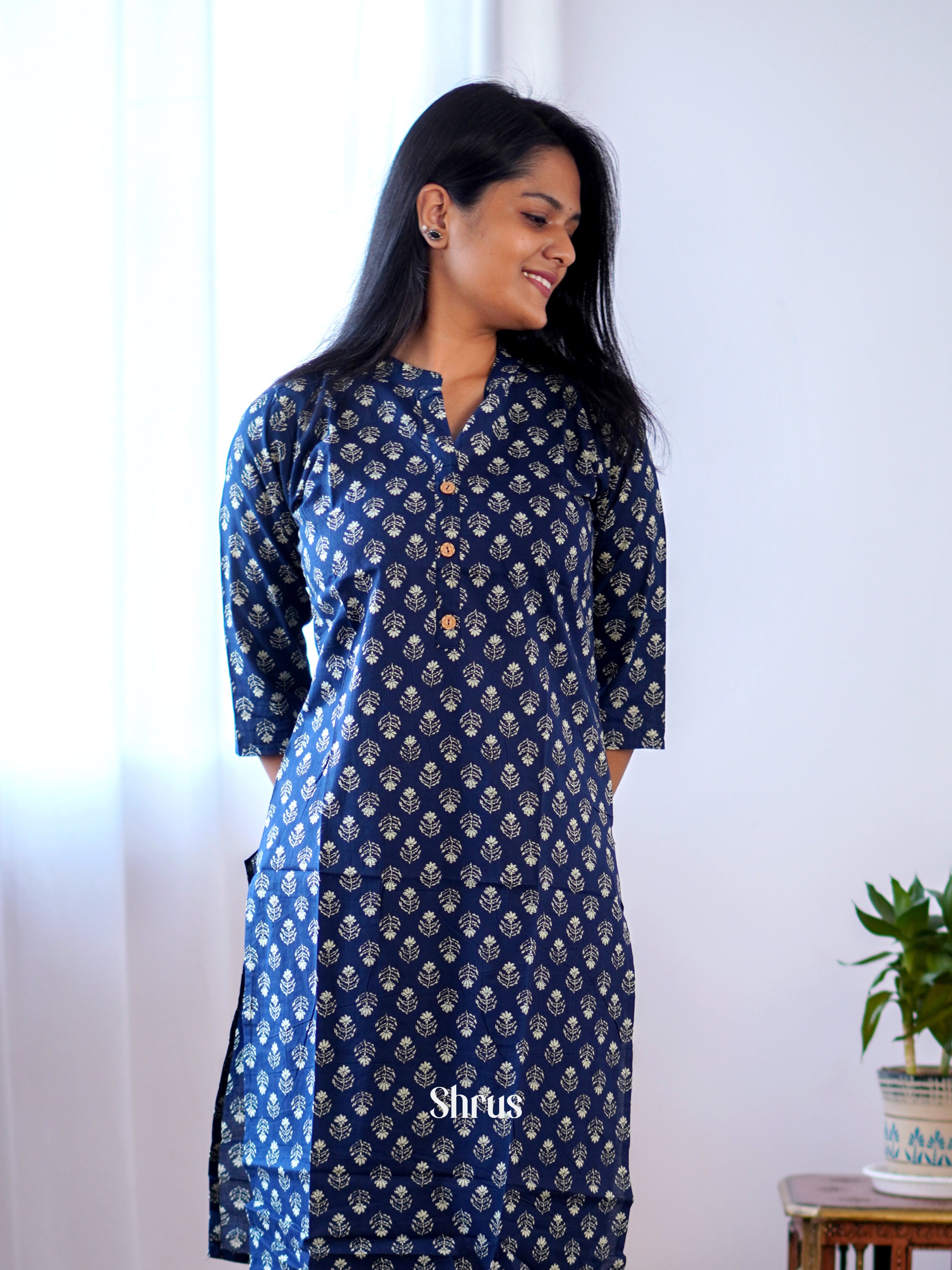 Blue - Readymade Kurti - Shop on ShrusEternity.com