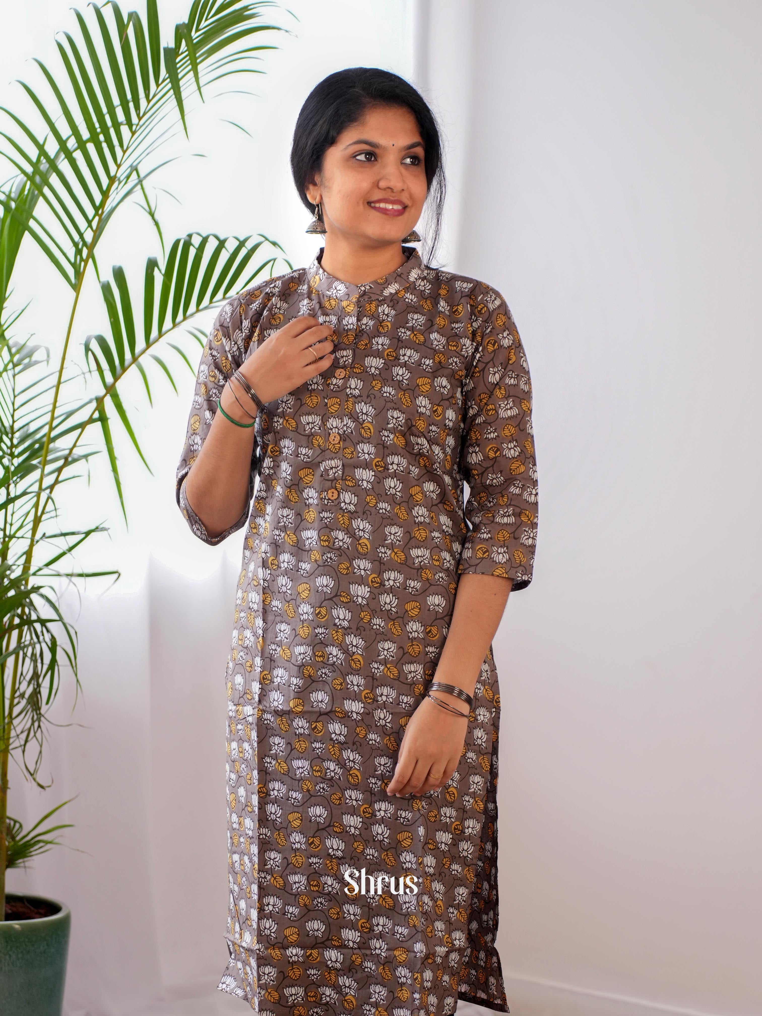 Brown - Readymade kurti - Shop on ShrusEternity.com