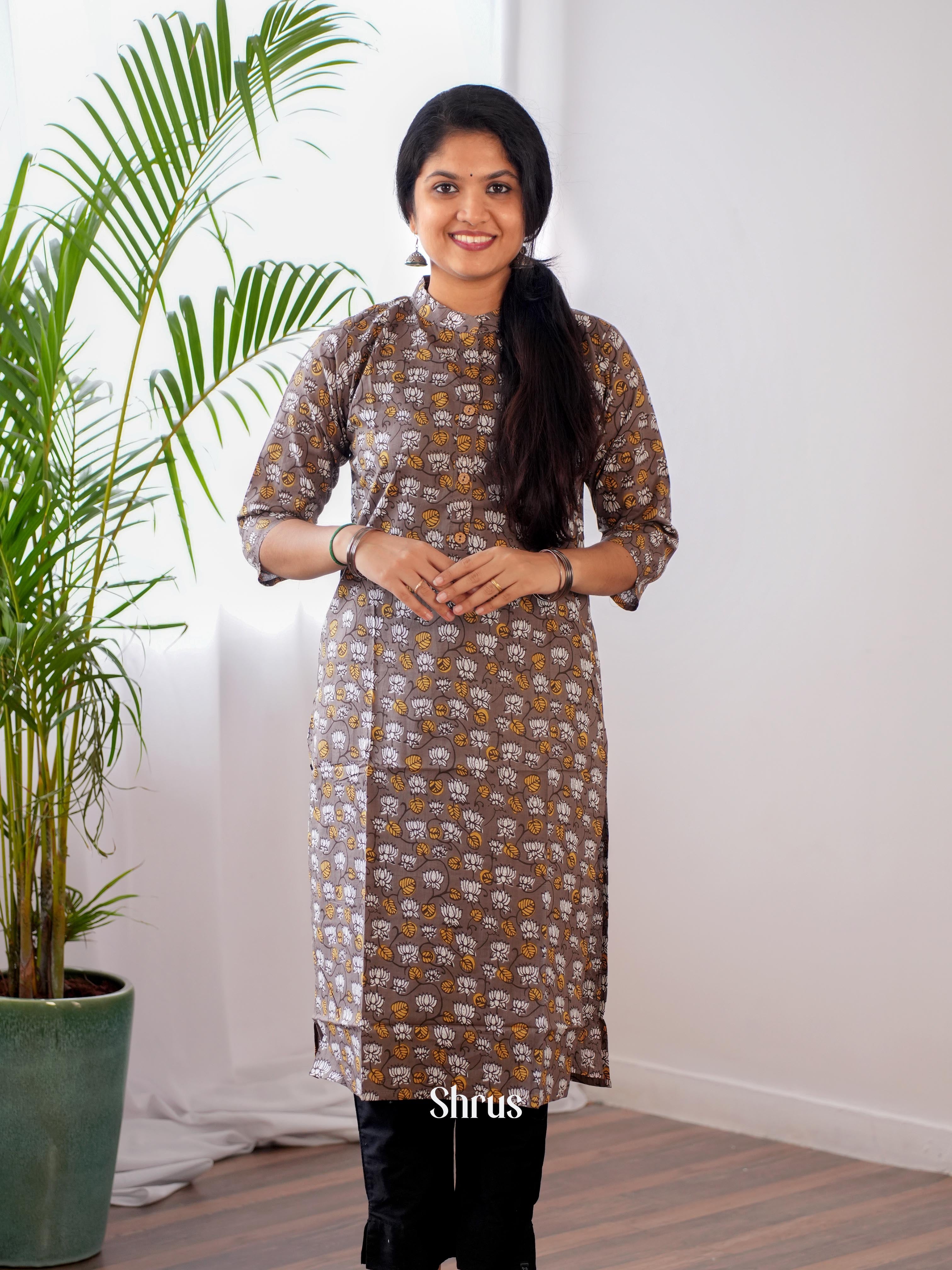 Brown - Readymade kurti - Shop on ShrusEternity.com