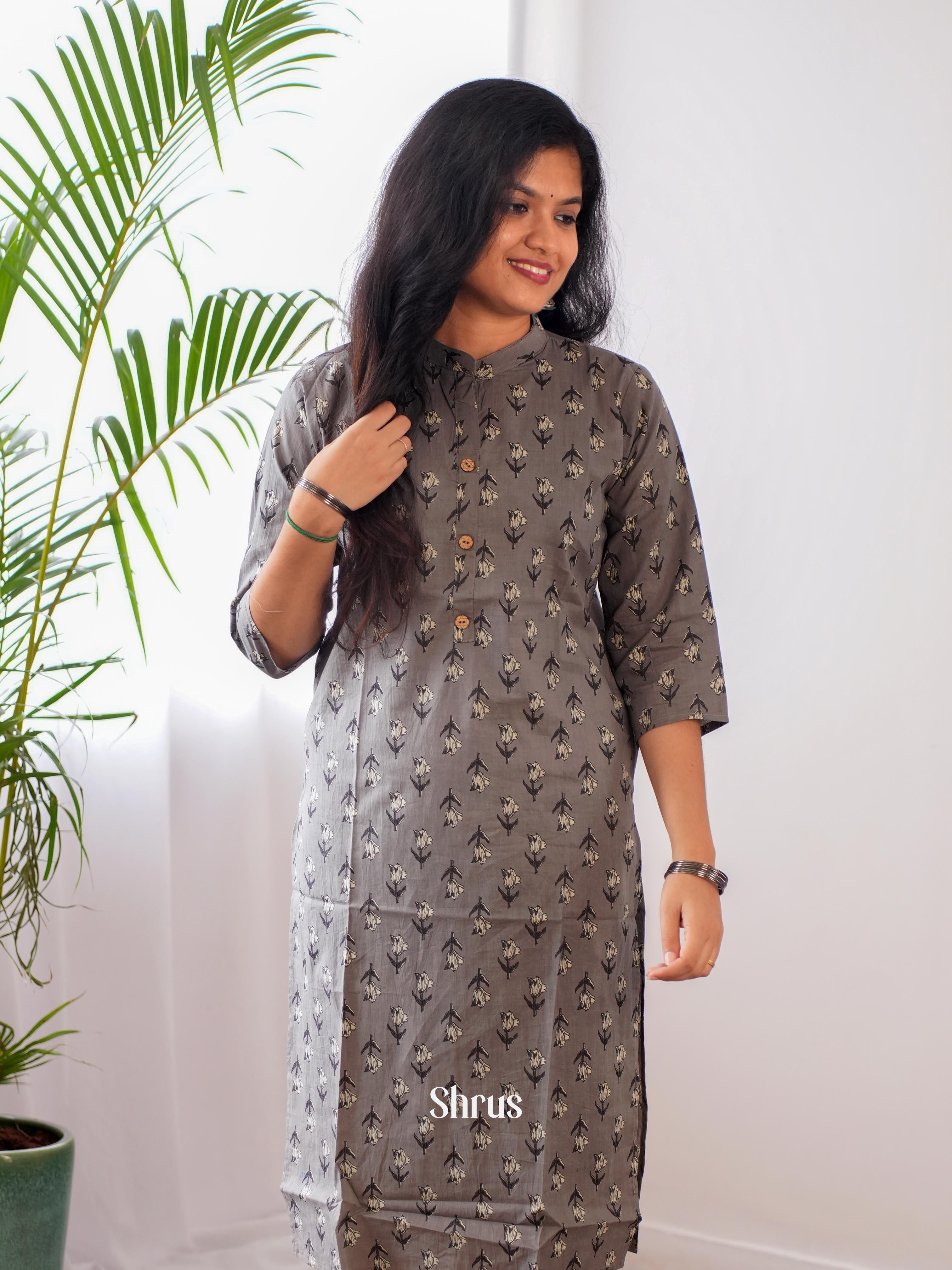 Grey - Readymade kurti - Shop on ShrusEternity.com