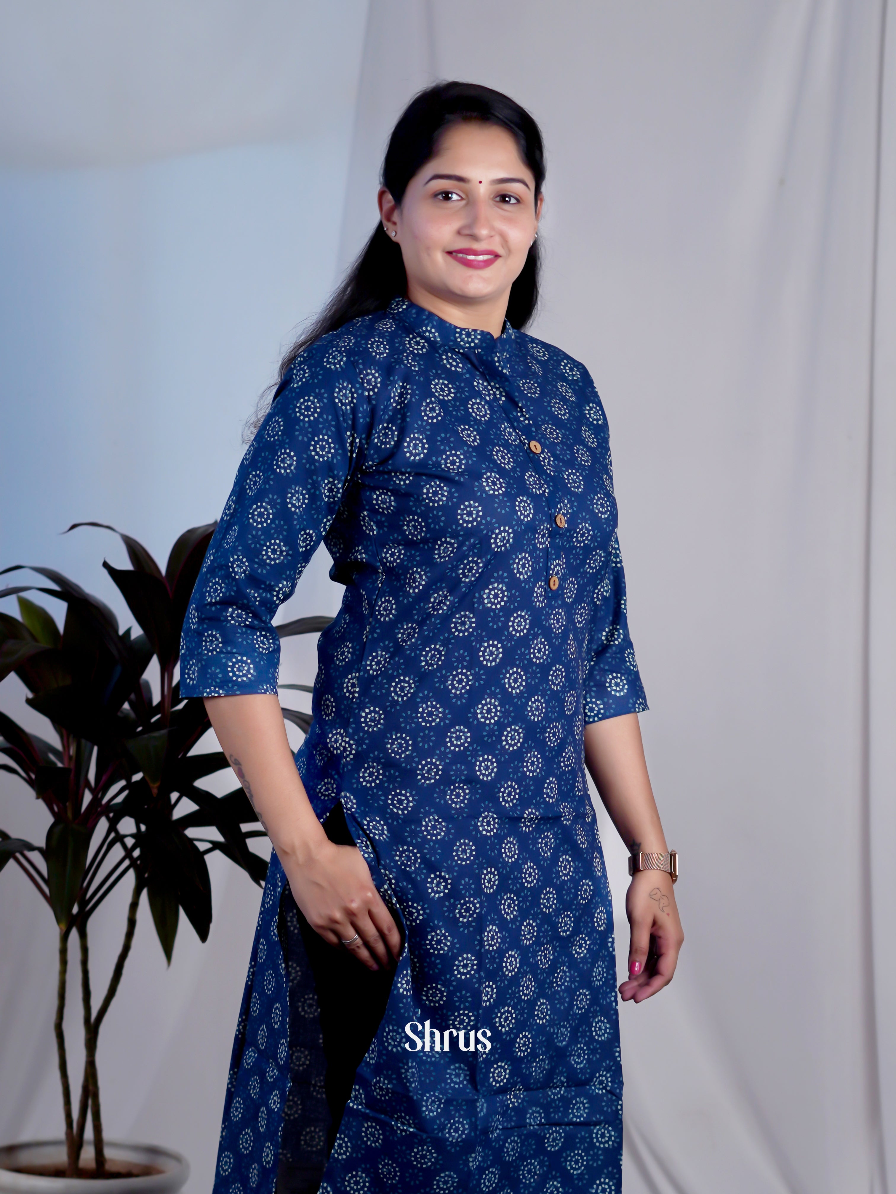 Blue- Readymade Kurti - Shop on ShrusEternity.com