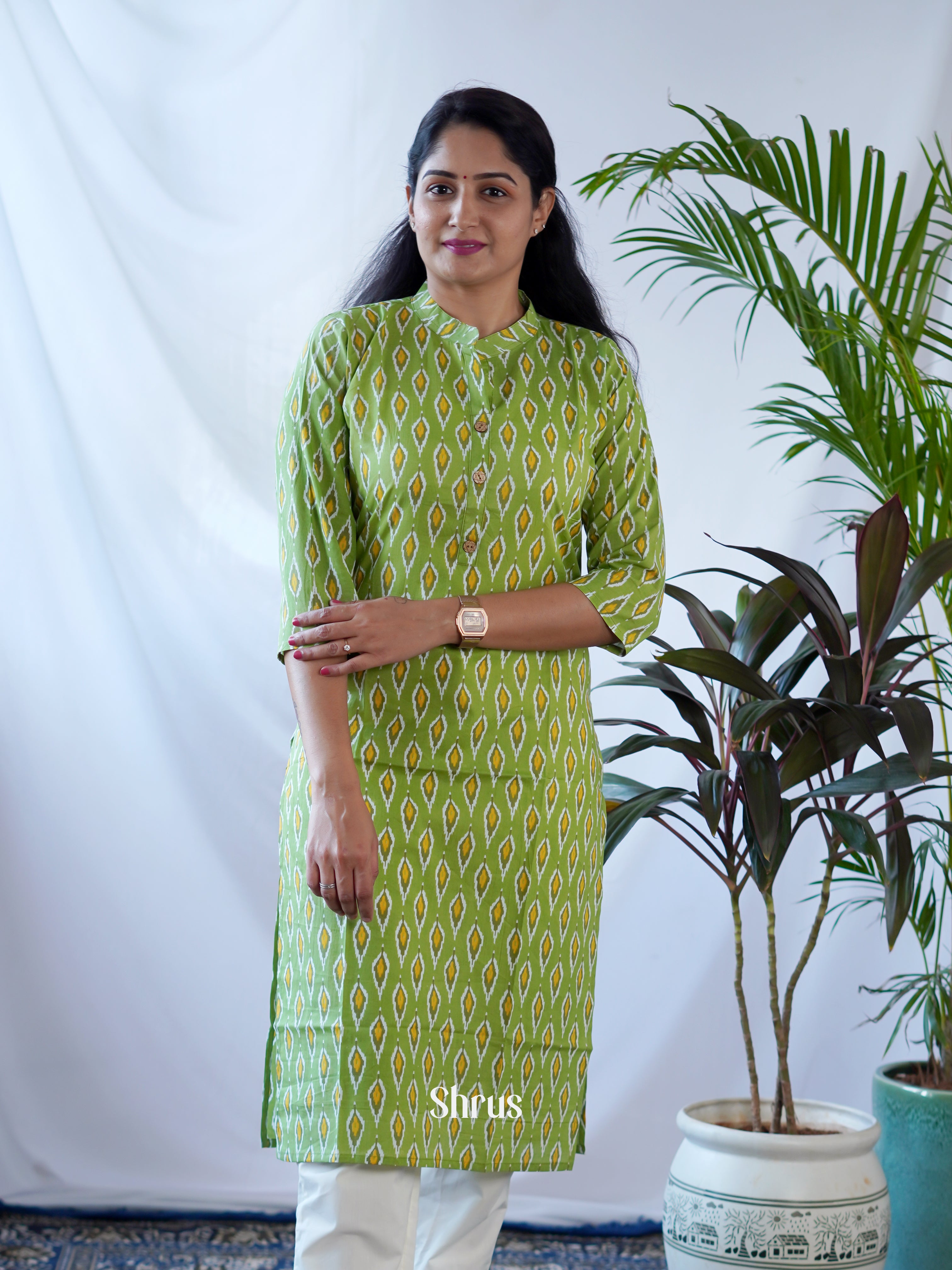 Green - Readymade Kurti - Shop on ShrusEternity.com