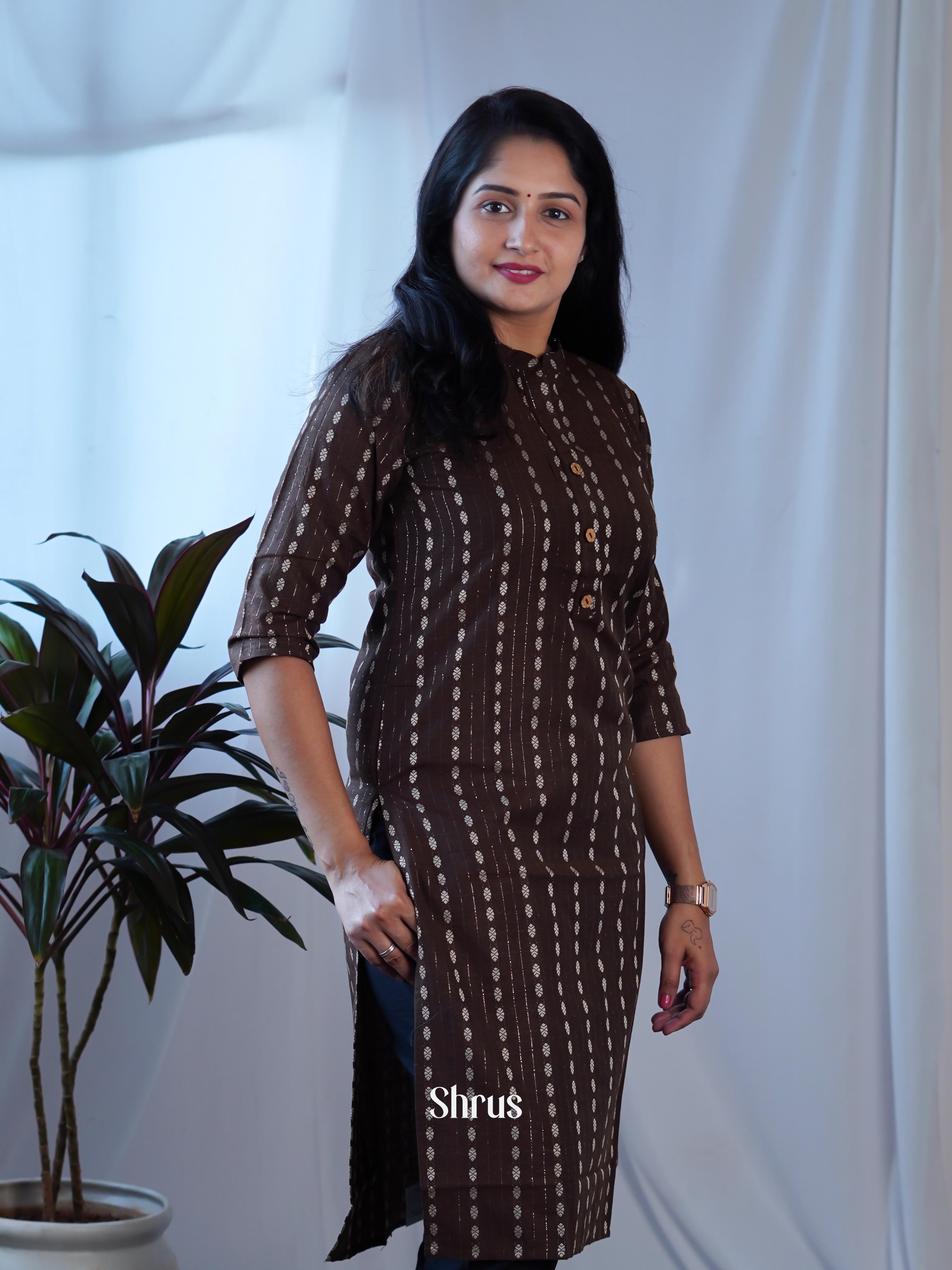 Brown - Readymade Kurti - Shop on ShrusEternity.com