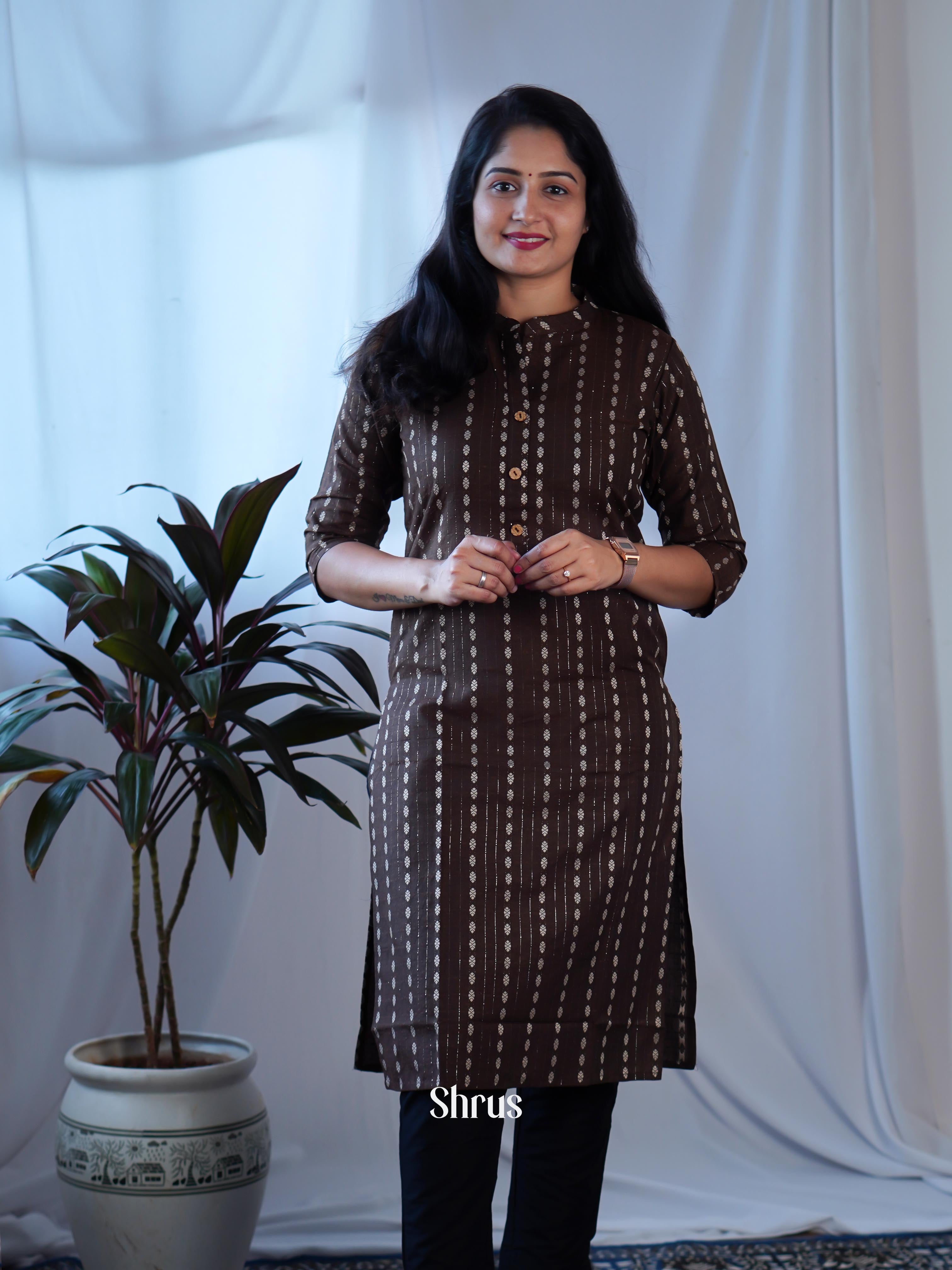 Brown - Readymade Kurti - Shop on ShrusEternity.com