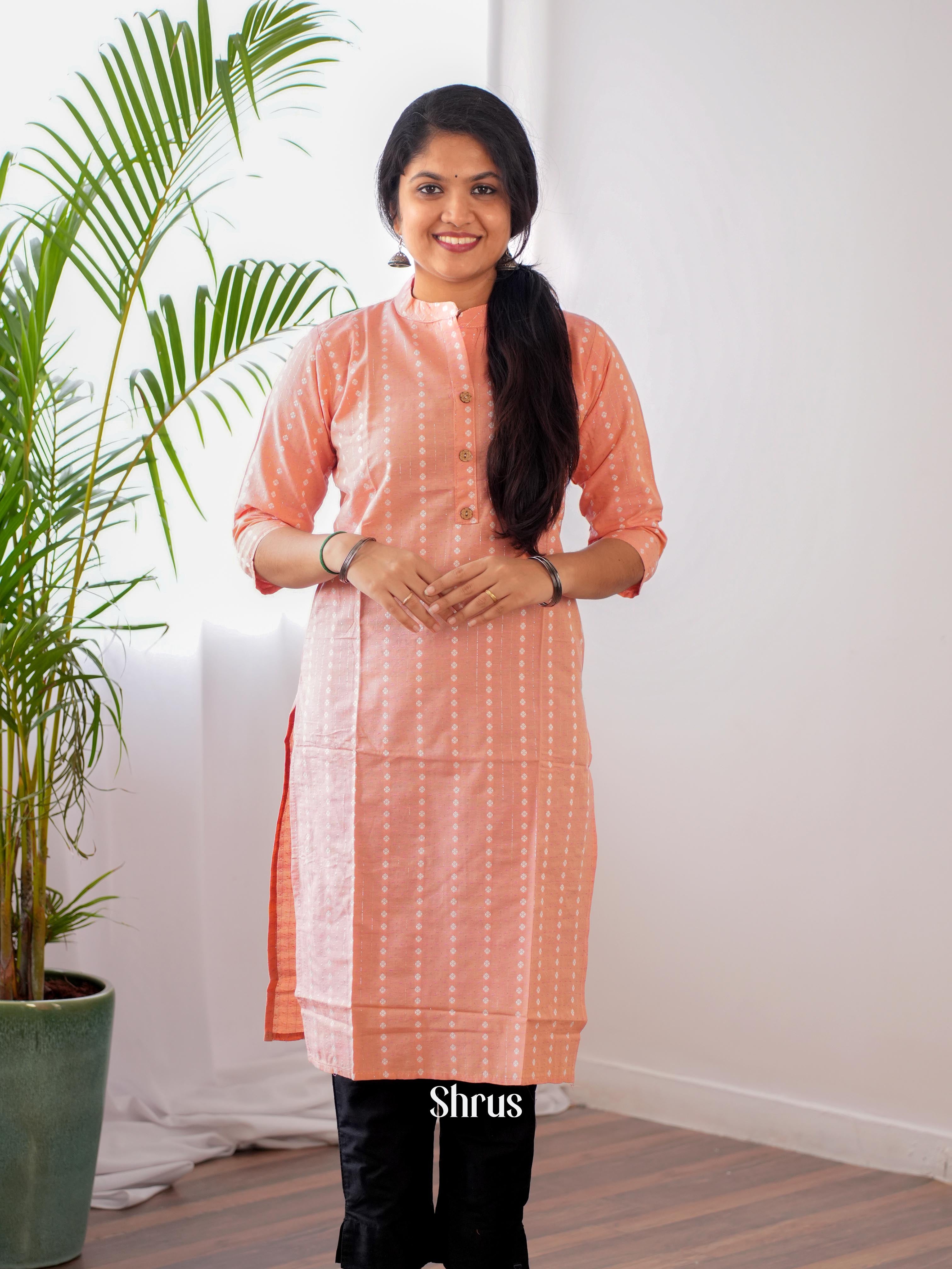 Peach - Readymade kurti - Shop on ShrusEternity.com