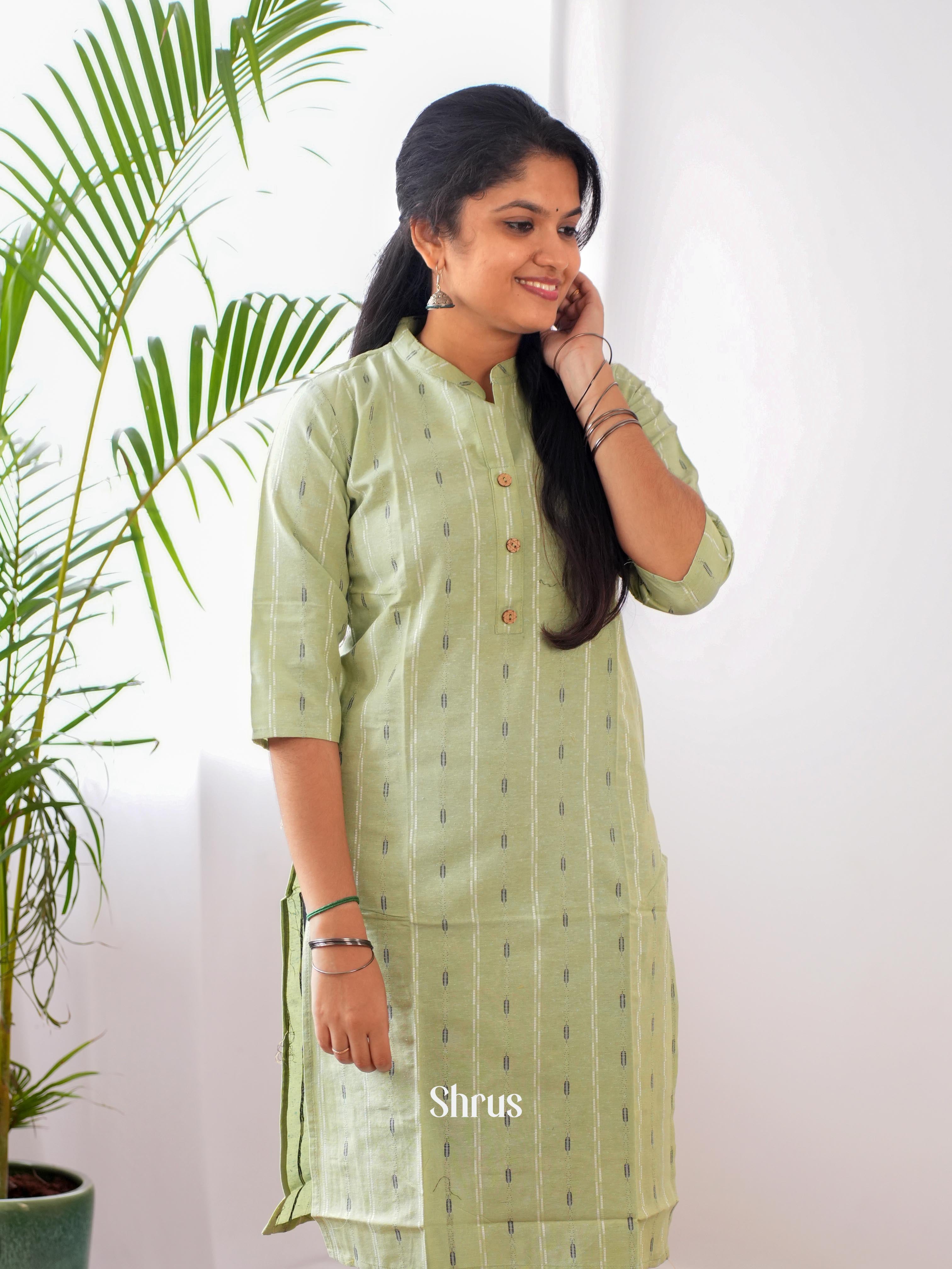 Green - Casual Wear Readymade Kurti - Shop on ShrusEternity.com