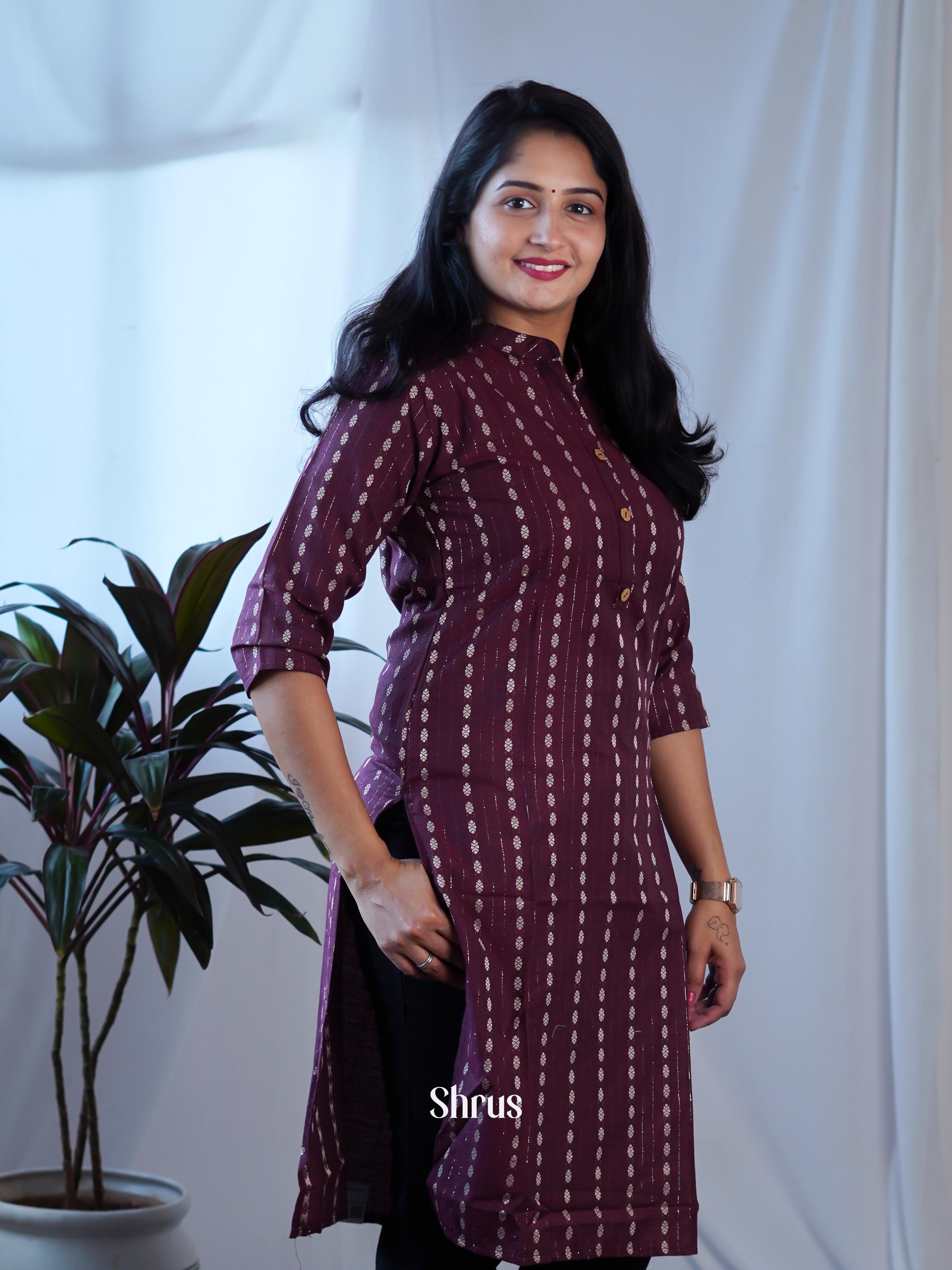 Brown - Readymade kurti - Shop on ShrusEternity.com