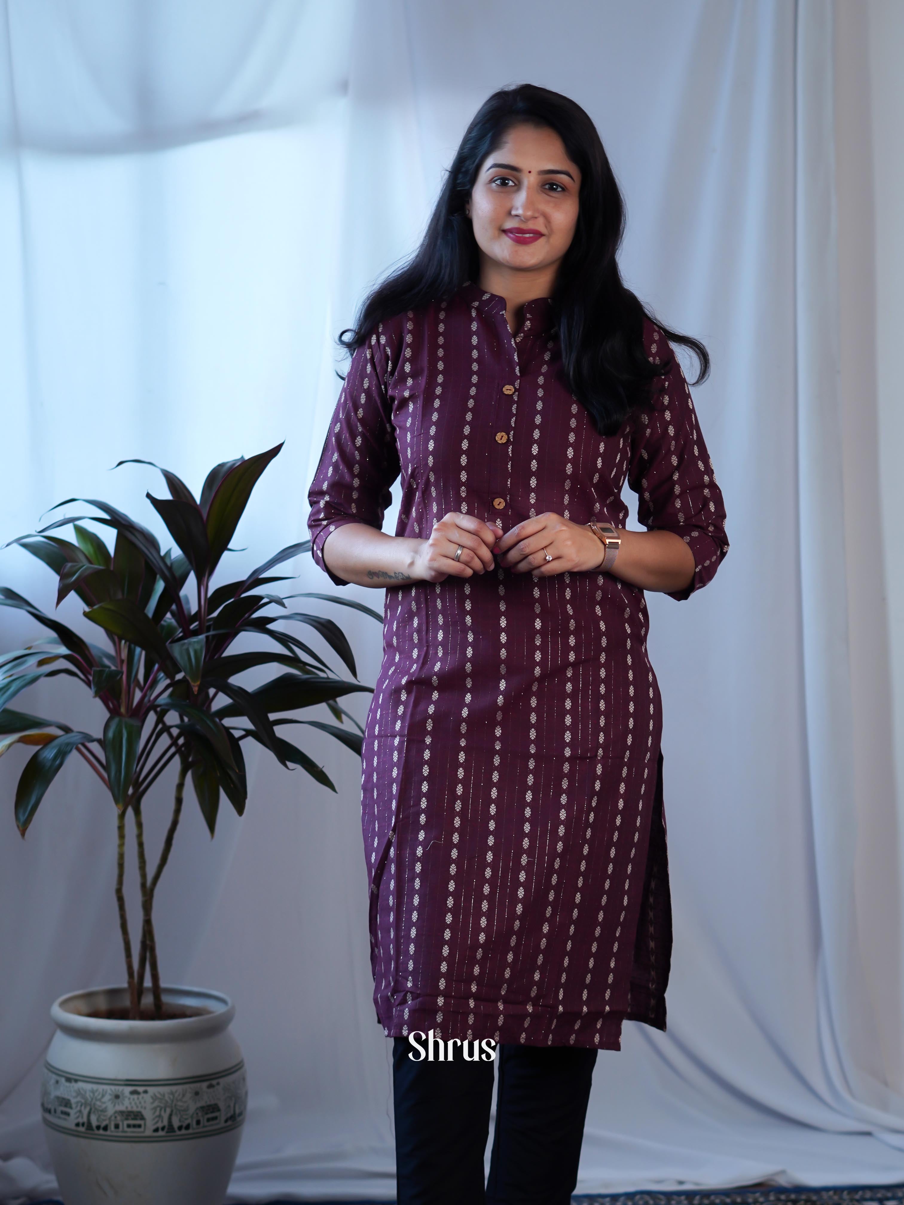 Brown - Readymade kurti - Shop on ShrusEternity.com