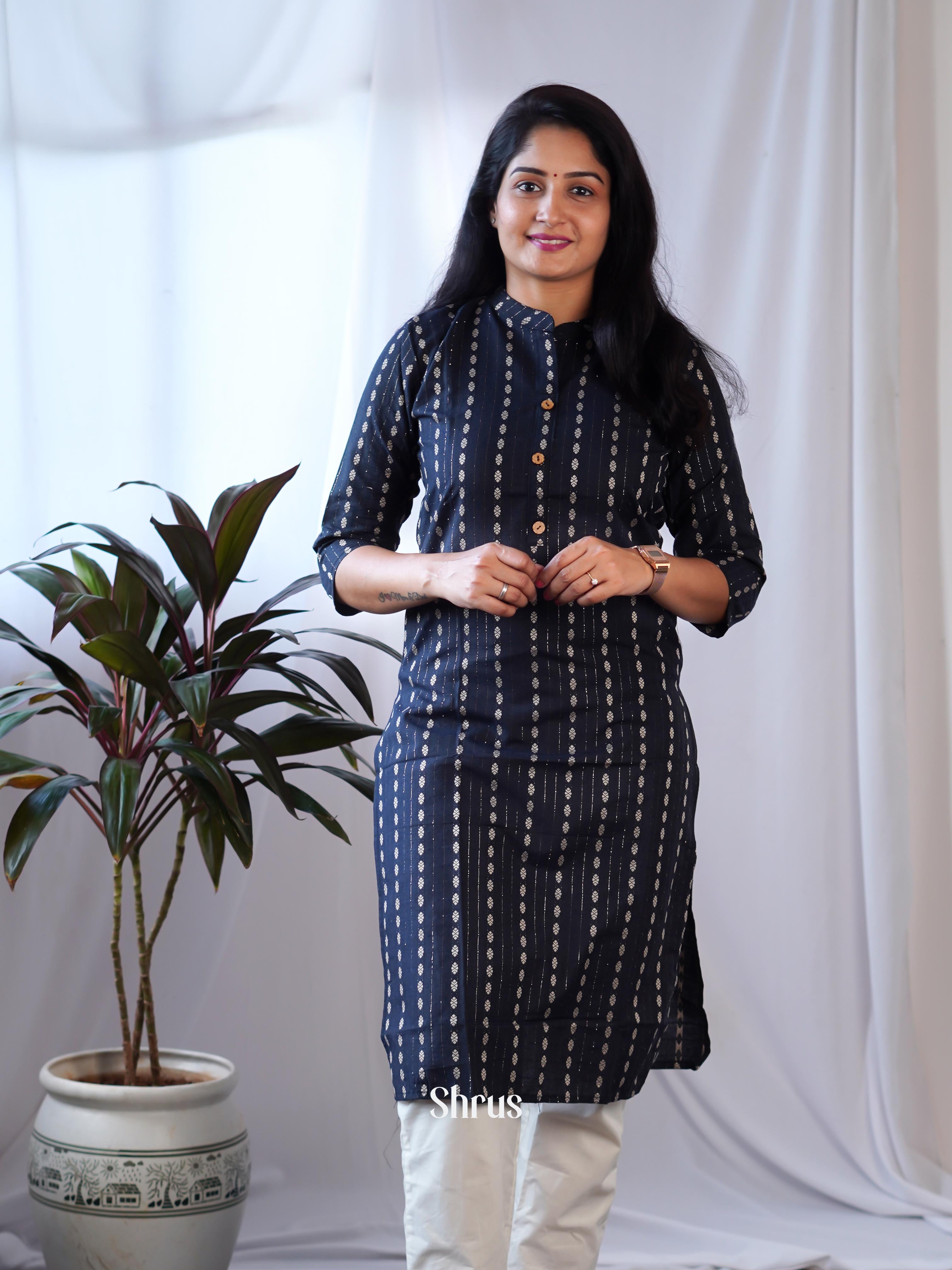 Blue - Readymade Kurti - Shop on ShrusEternity.com