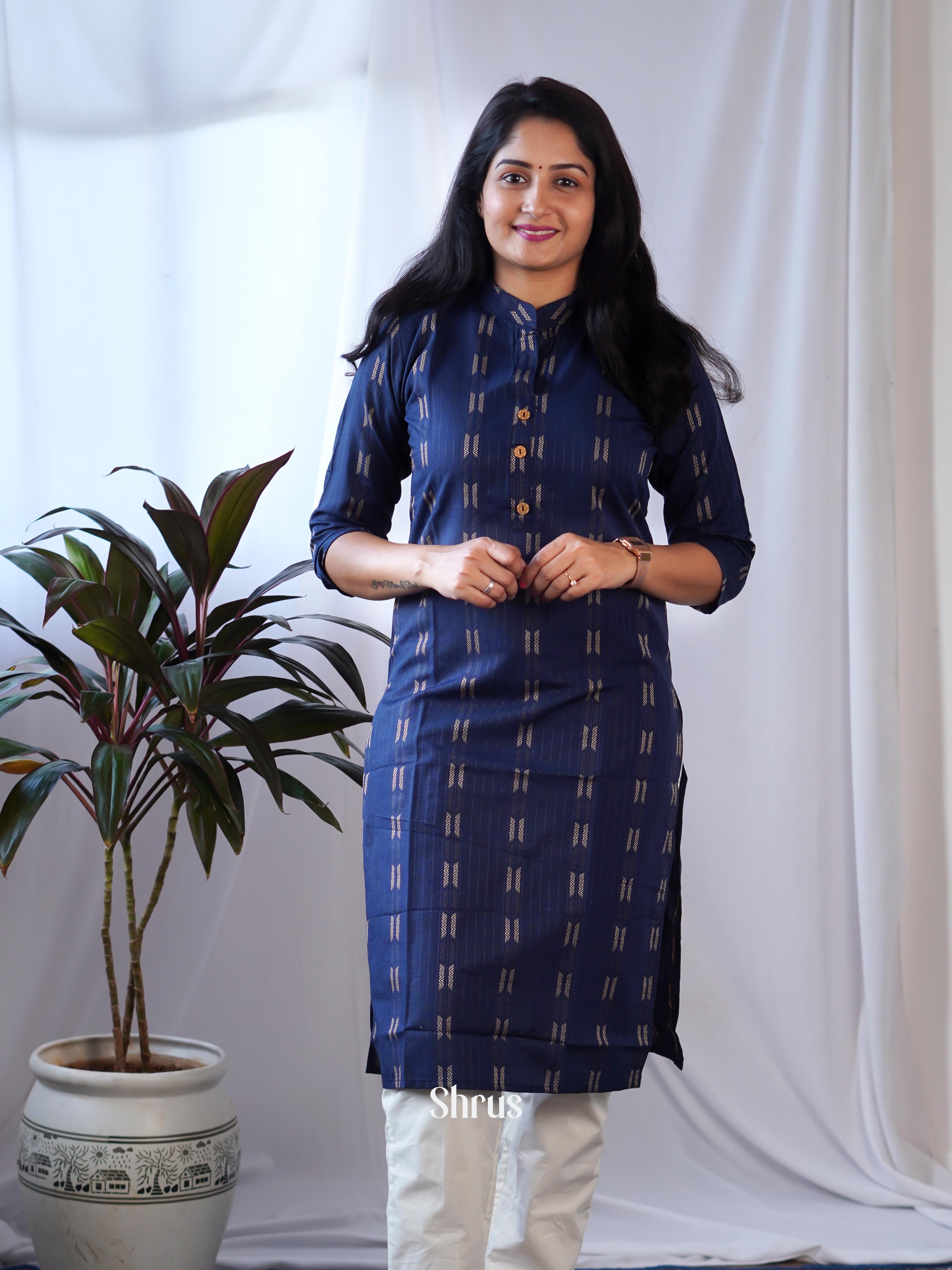 Blue - Readymade kurti - Shop on ShrusEternity.com