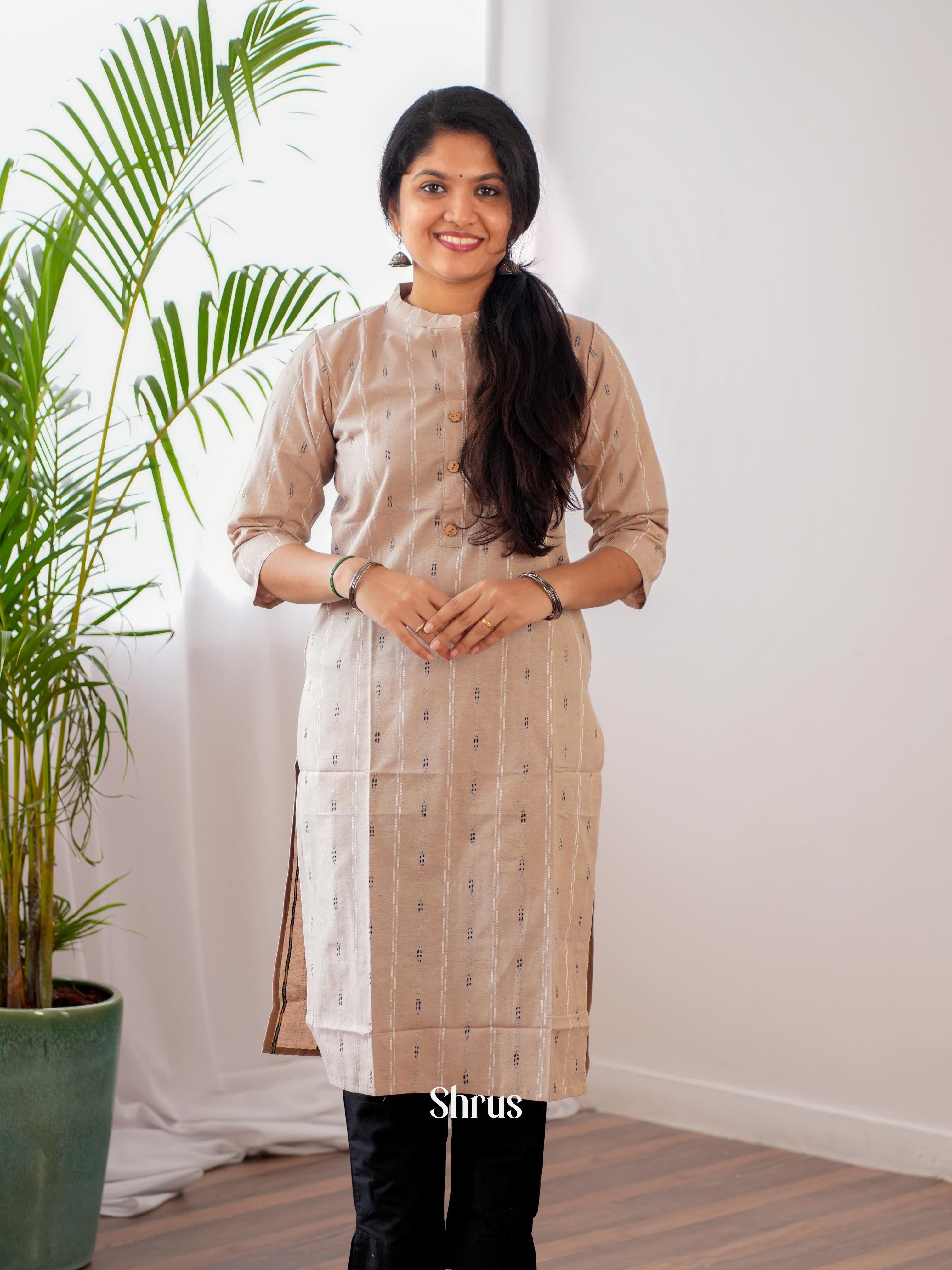 Cream - Readymade kurti - Shop on ShrusEternity.com