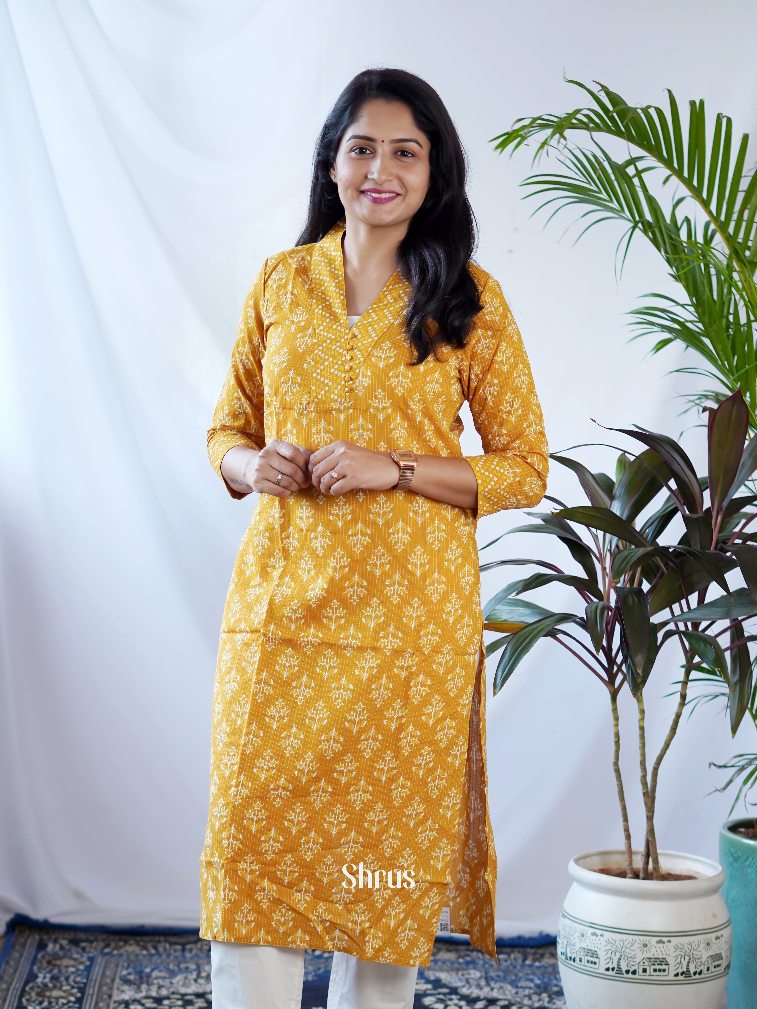 Mustard - Readymade Kurti - Shop on ShrusEternity.com