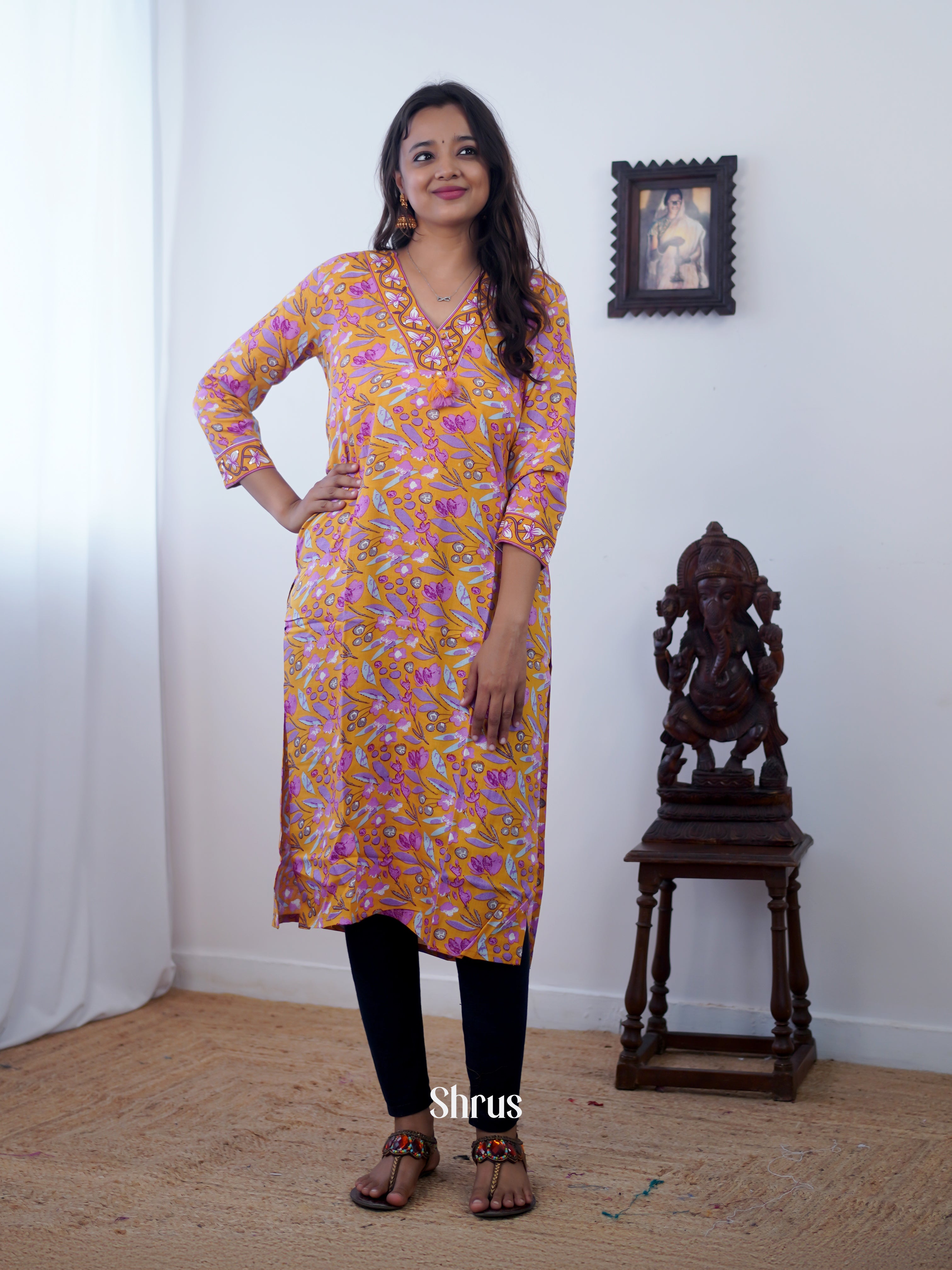 Orange & Purple - Readymade Kurti - Shop on ShrusEternity.com
