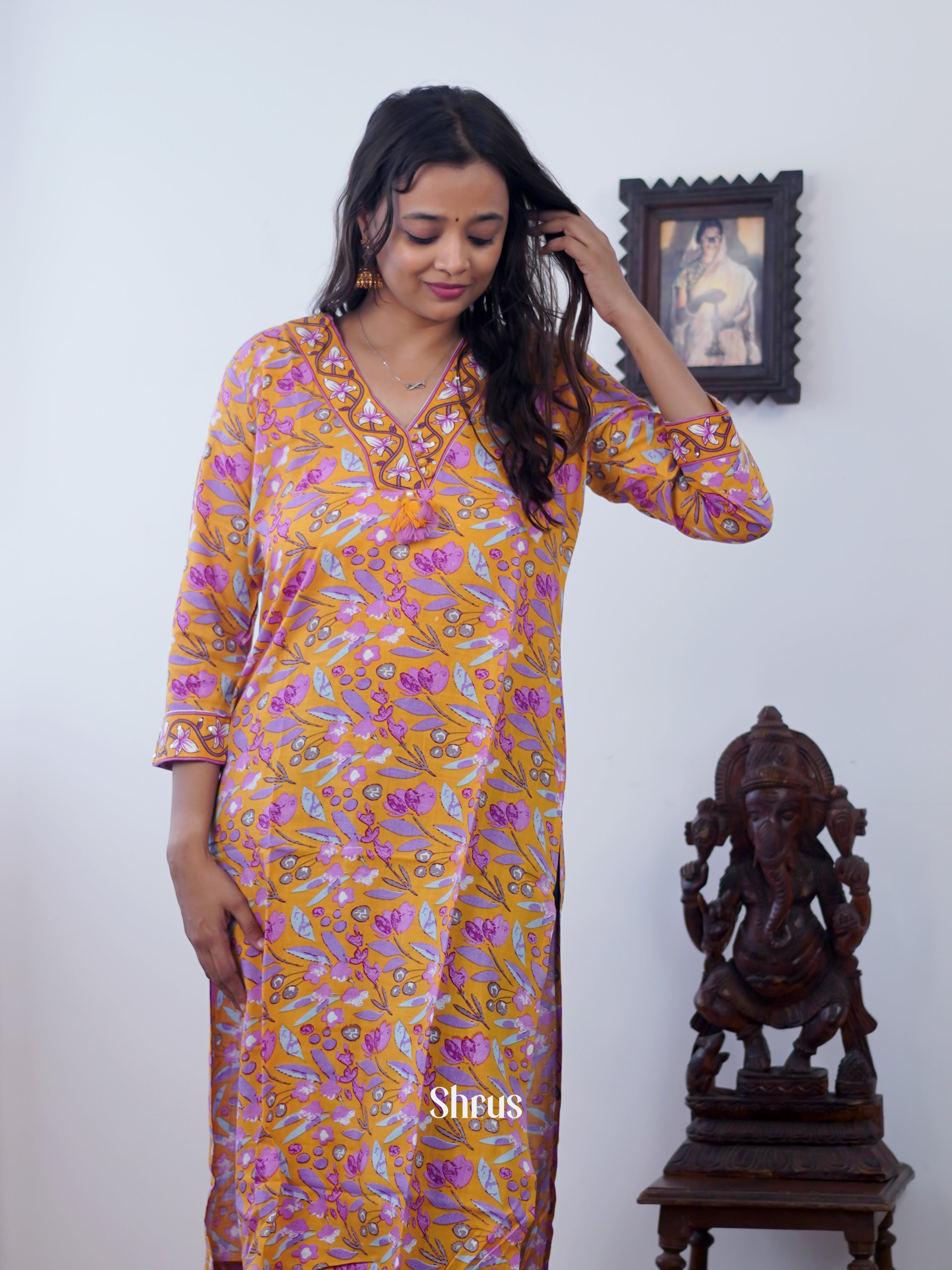 Orange & Purple - Readymade Kurti - Shop on ShrusEternity.com