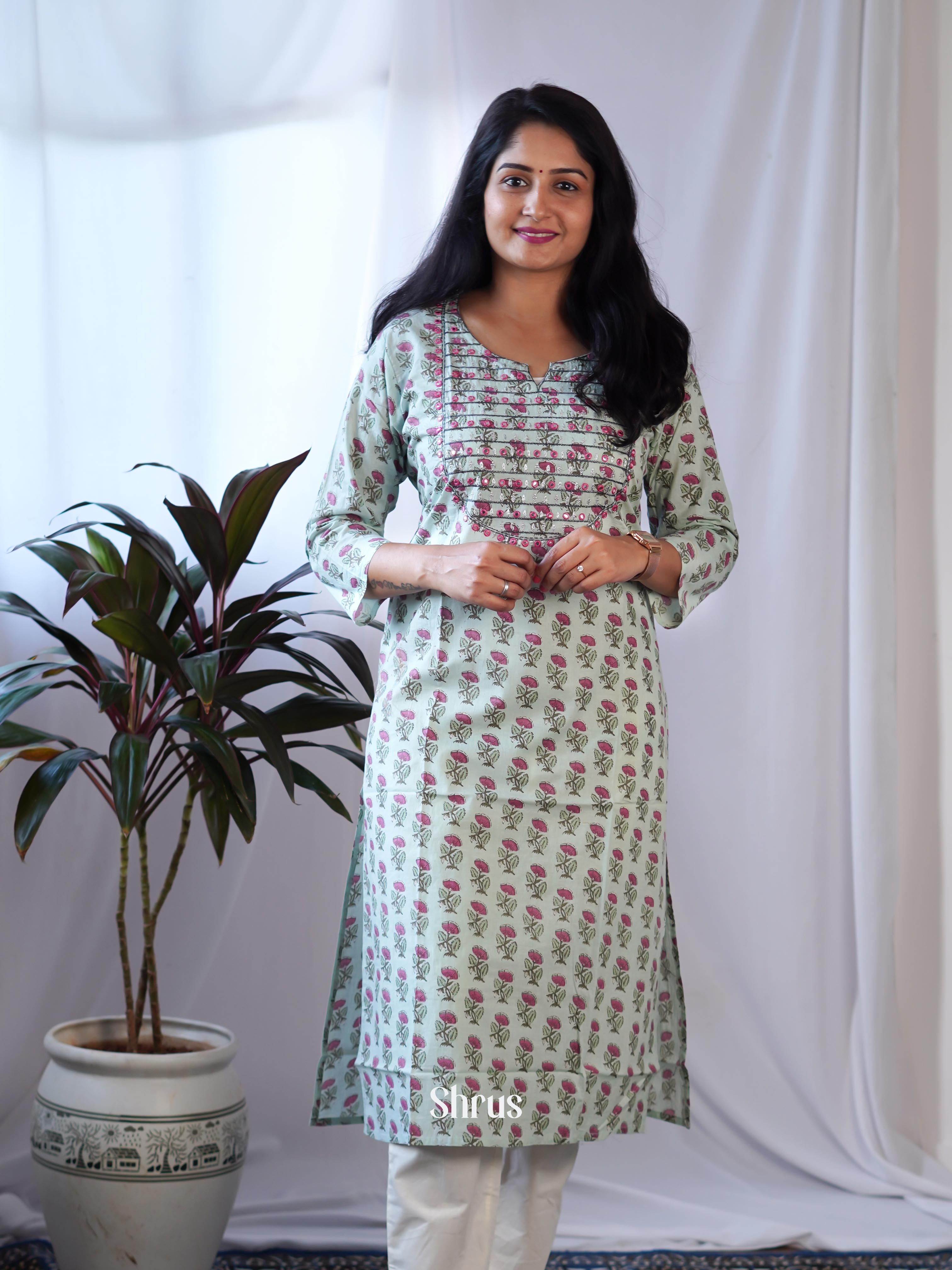 Teal Green - Readymade kurti - Shop on ShrusEternity.com