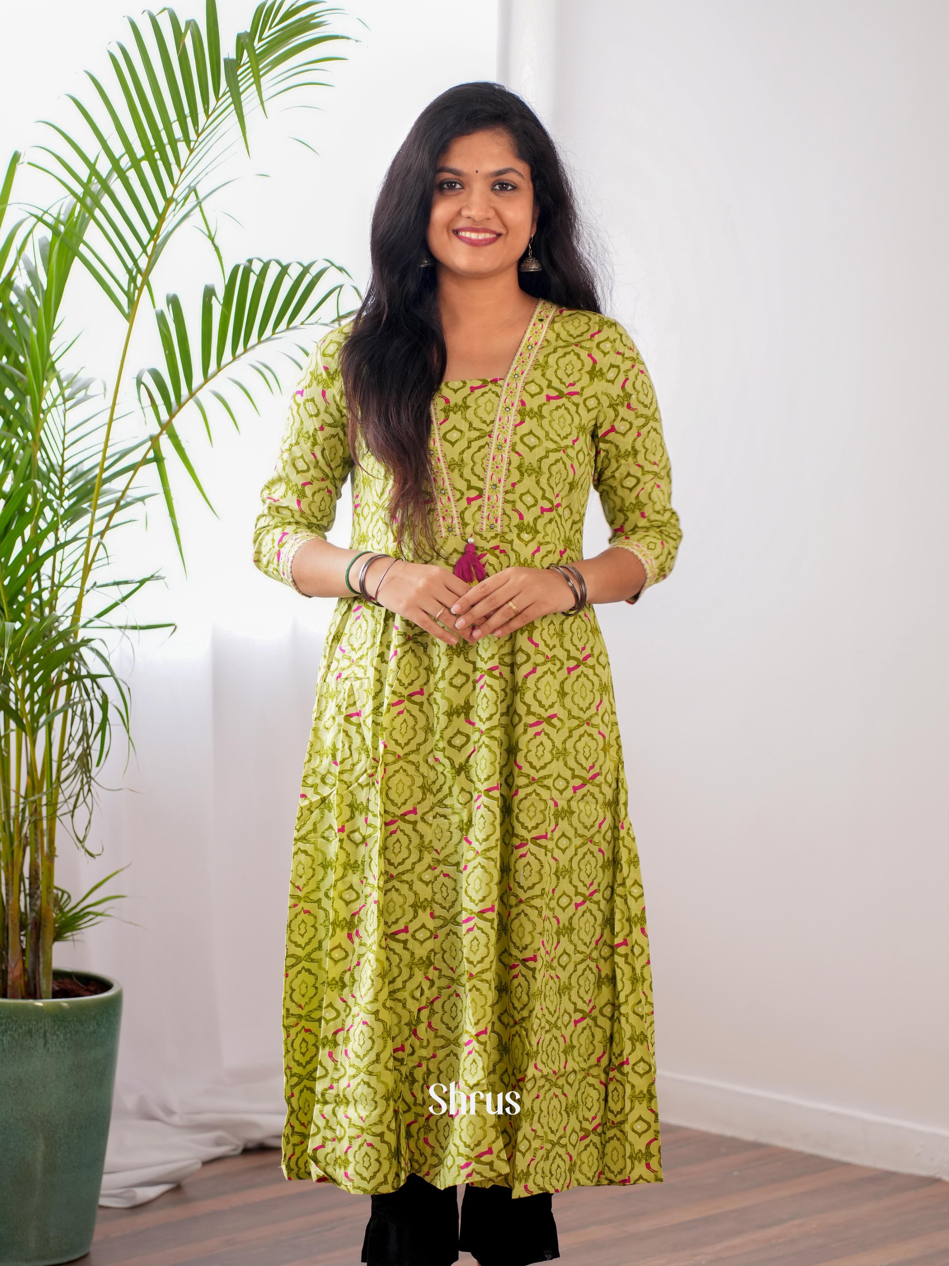 Green - Readymade Kurti - Shop on ShrusEternity.com