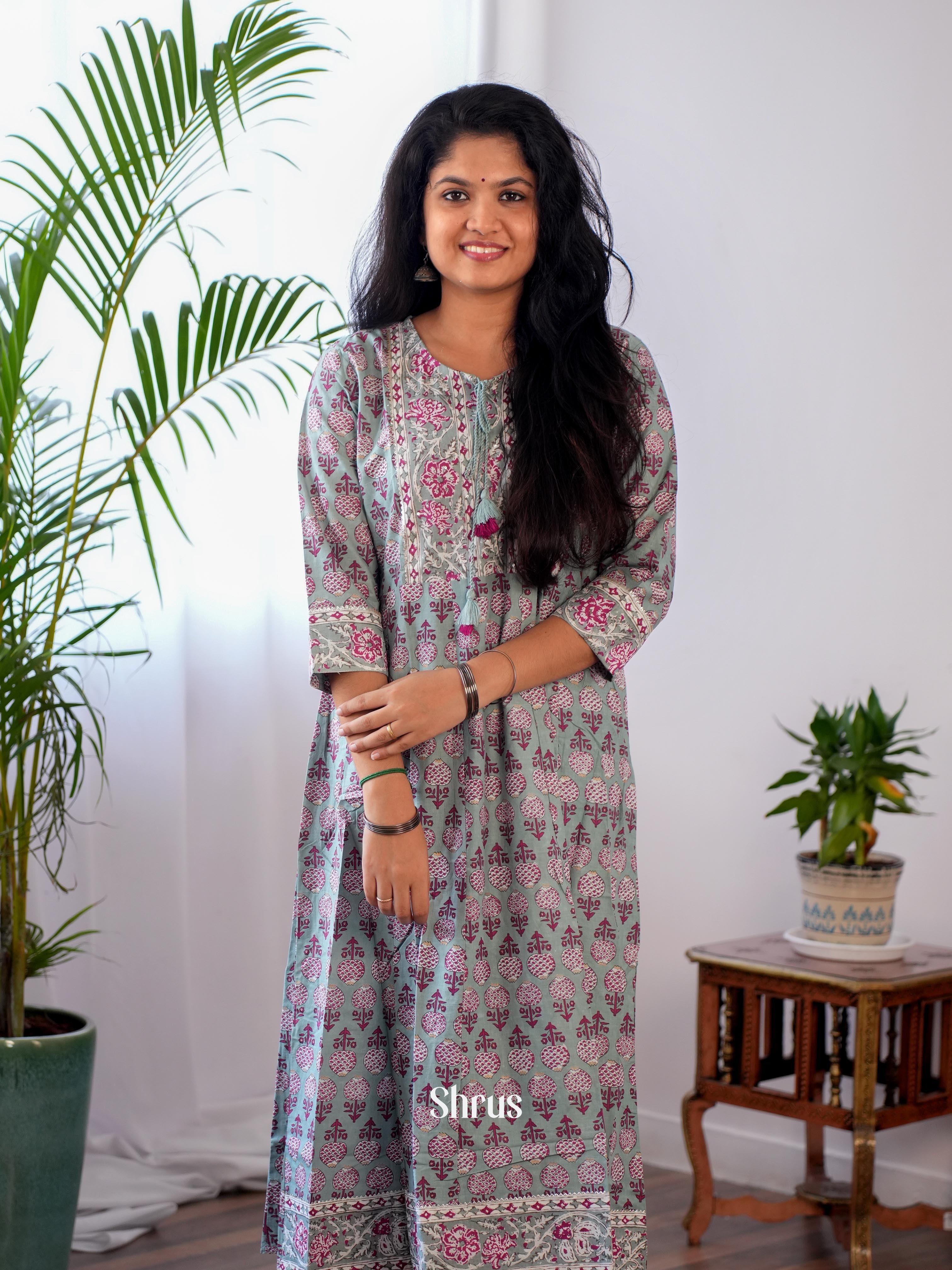Grey - Readymade Kurti - Shop on ShrusEternity.com