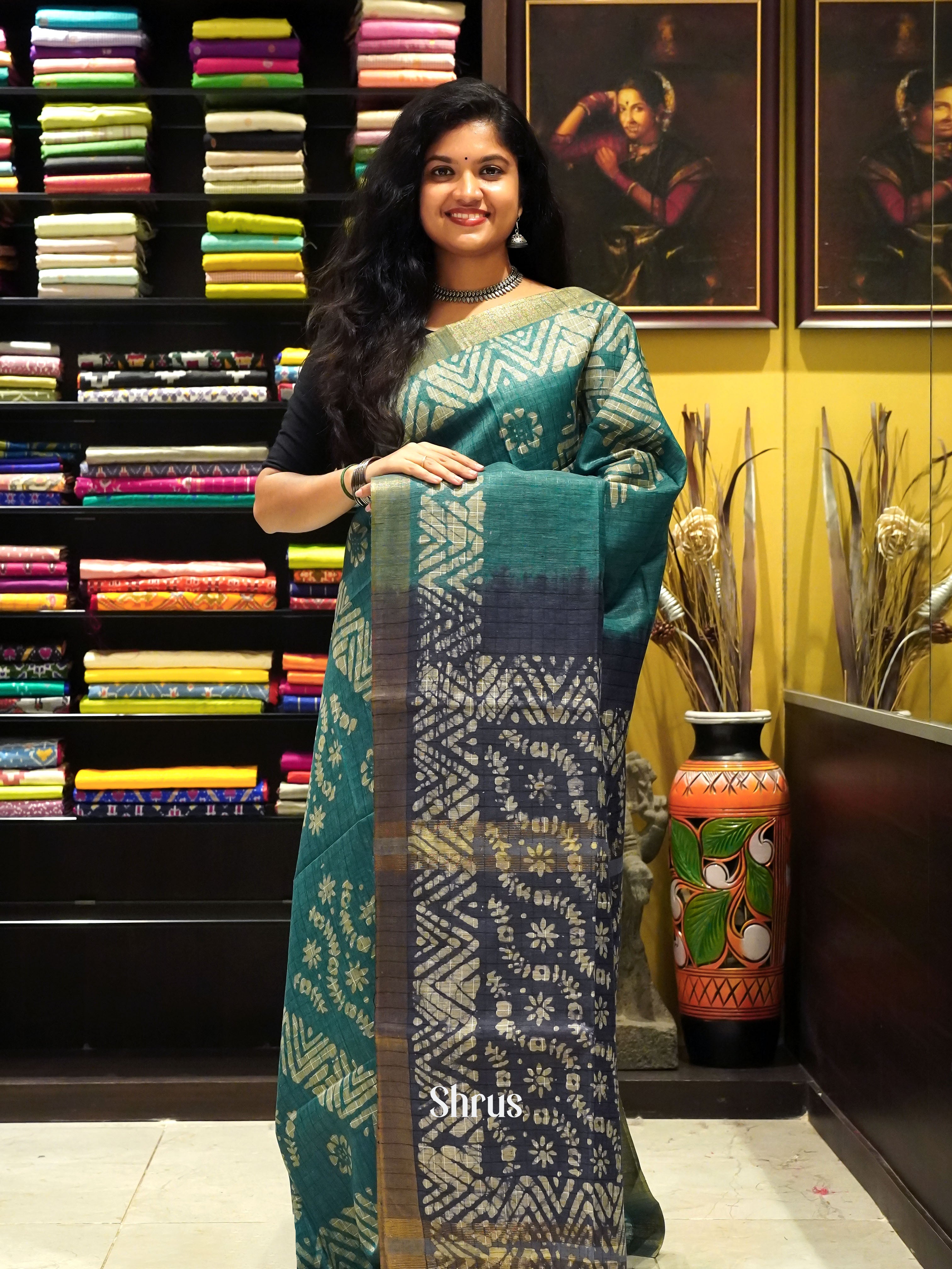 Blue & Grey - Bhatik Saree - Shop on ShrusEternity.com