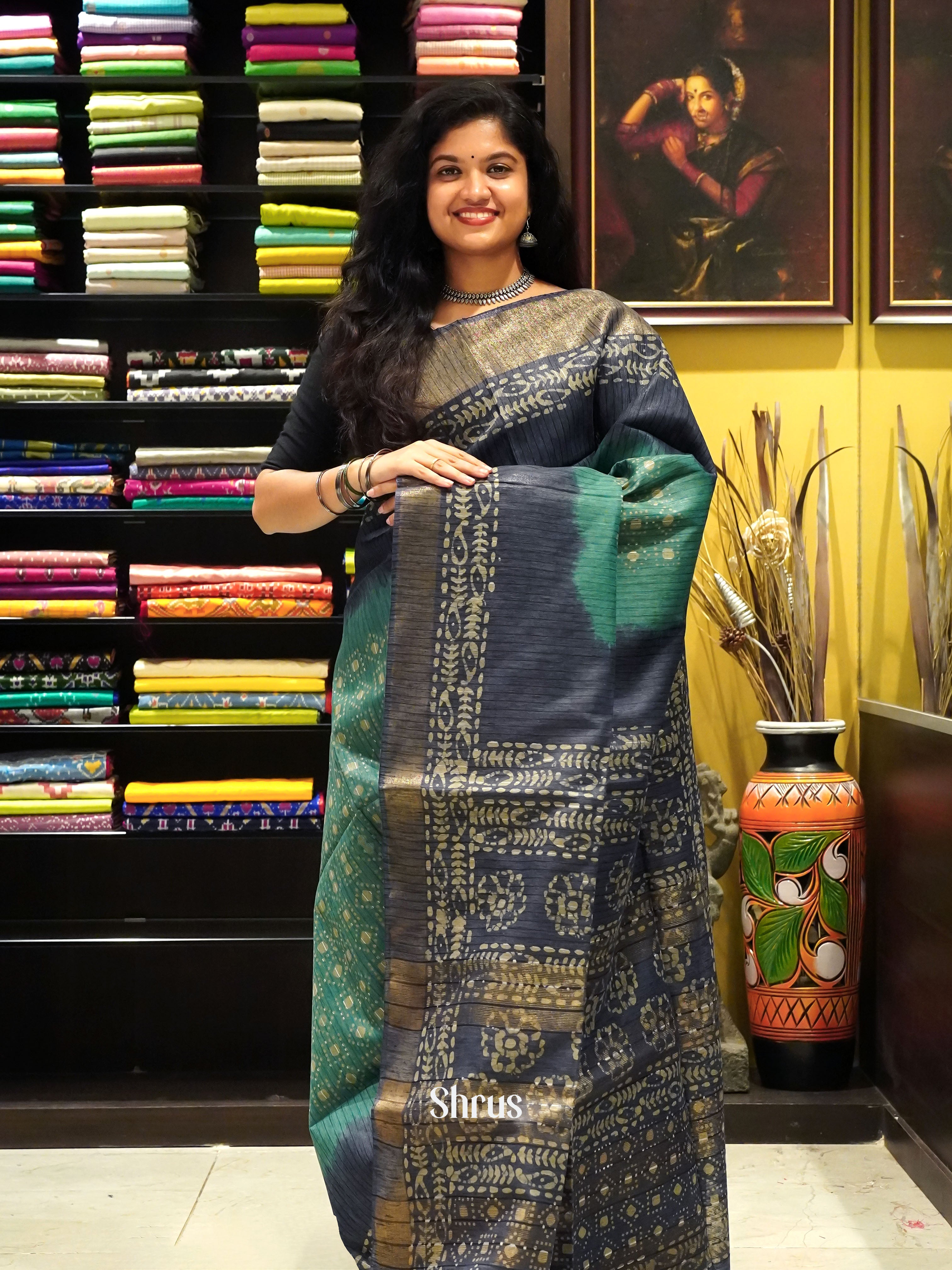 Green & Blue - Bhatik Saree - Shop on ShrusEternity.com
