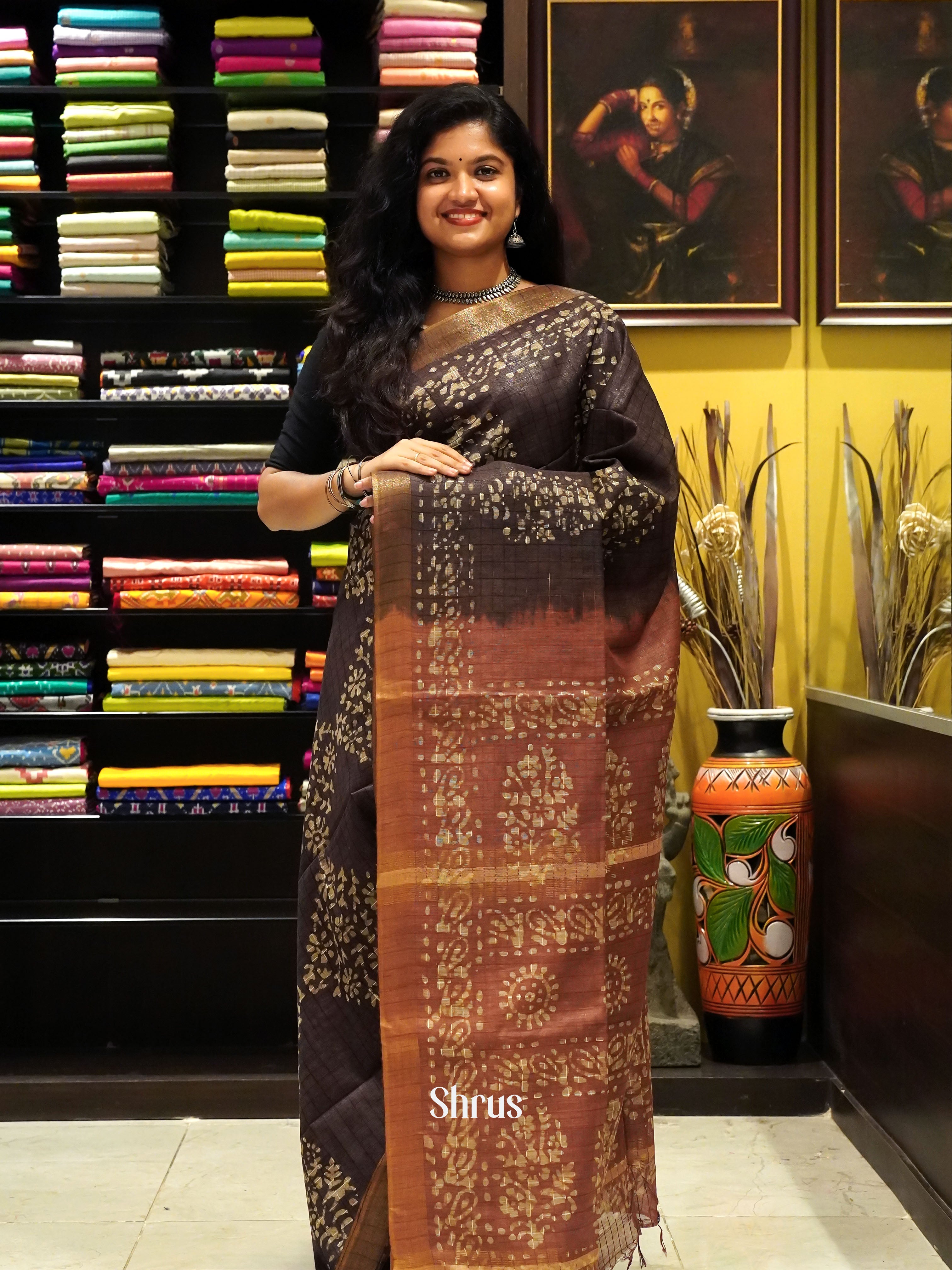 Coffee Brown & Brown - Bhatik Saree - Shop on ShrusEternity.com