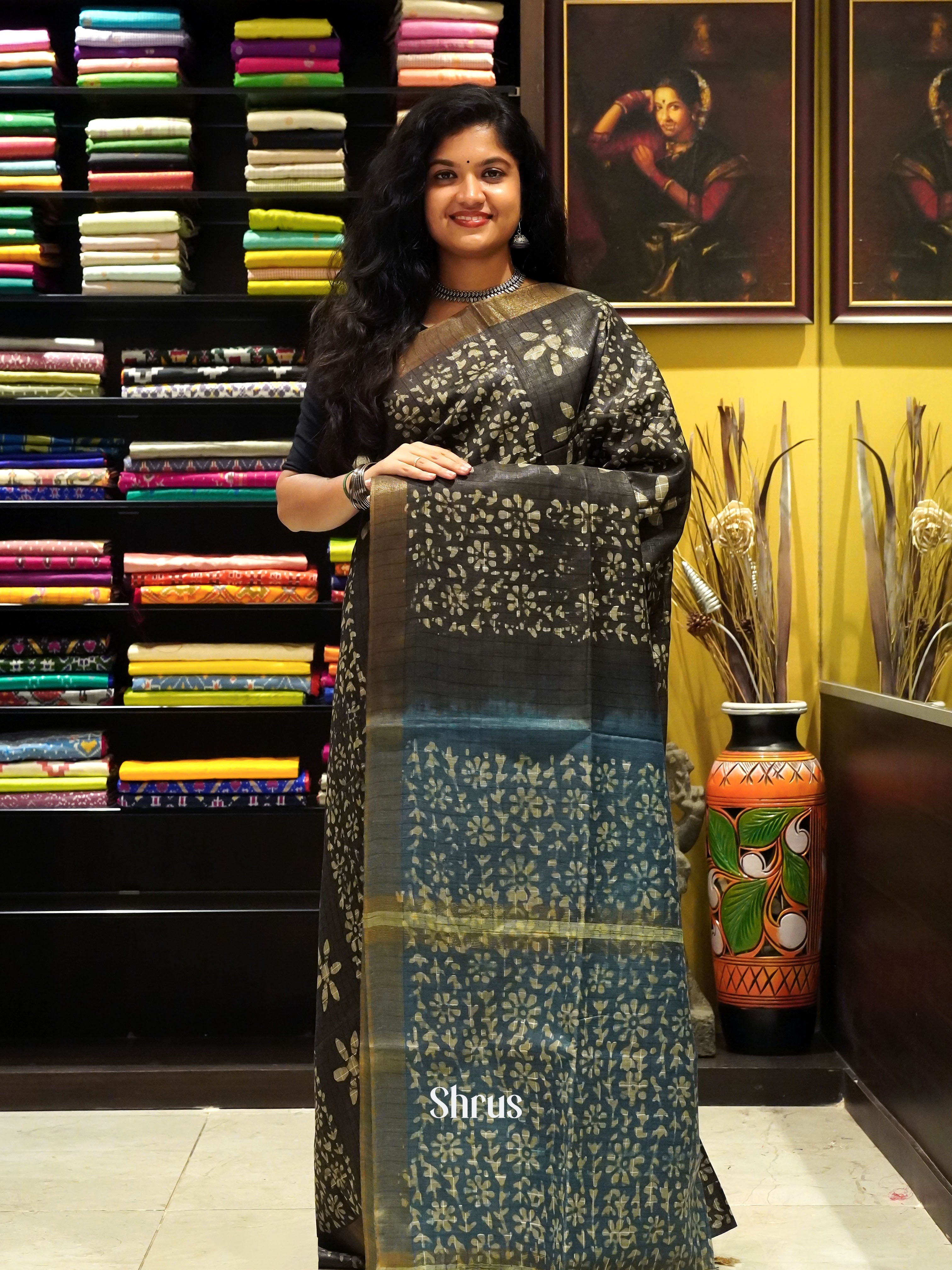 Black & Blue - Bhatik Saree - Shop on ShrusEternity.com