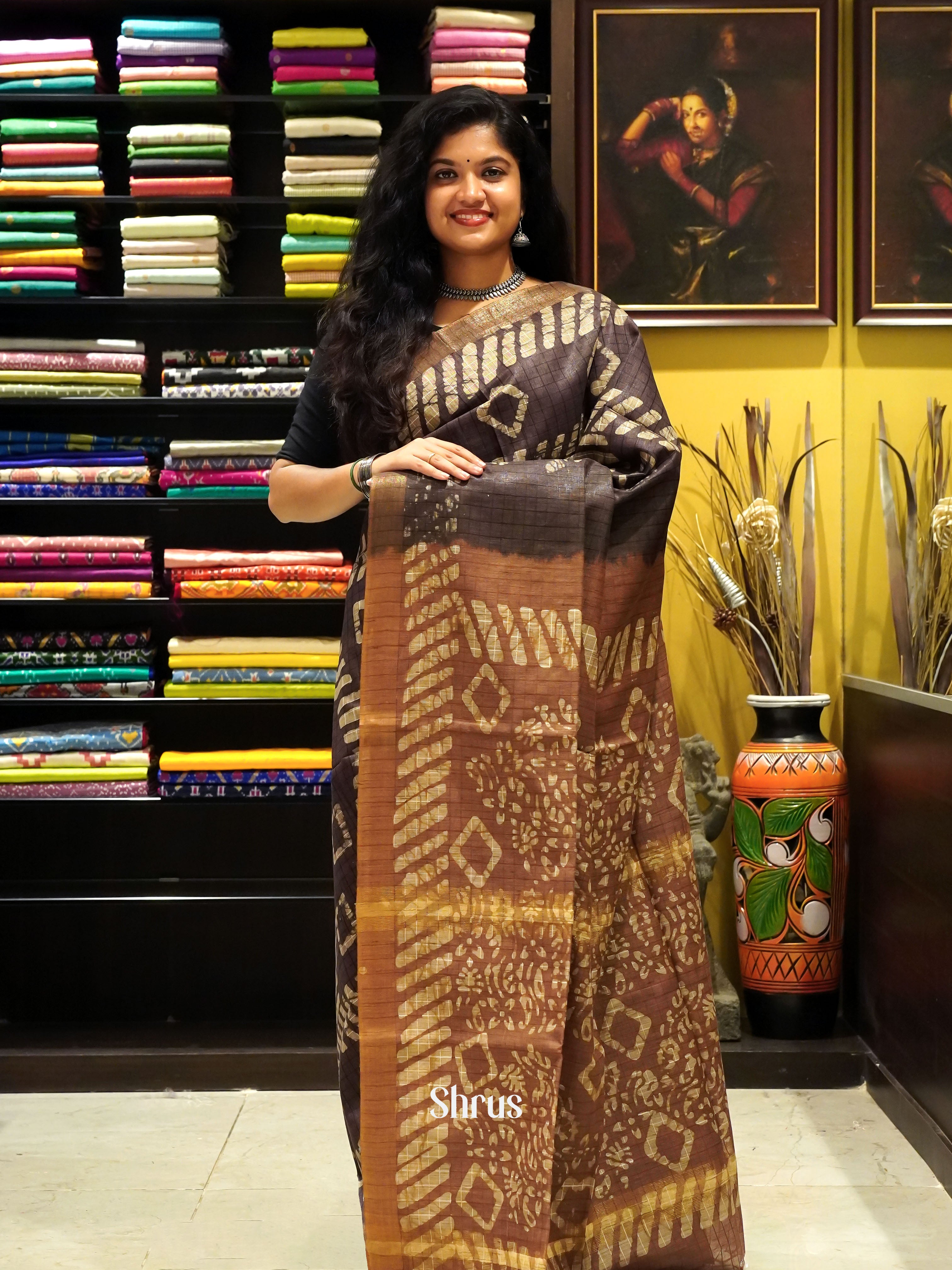 Dark & Light brown - Bhatik Saree - Shop on ShrusEternity.com