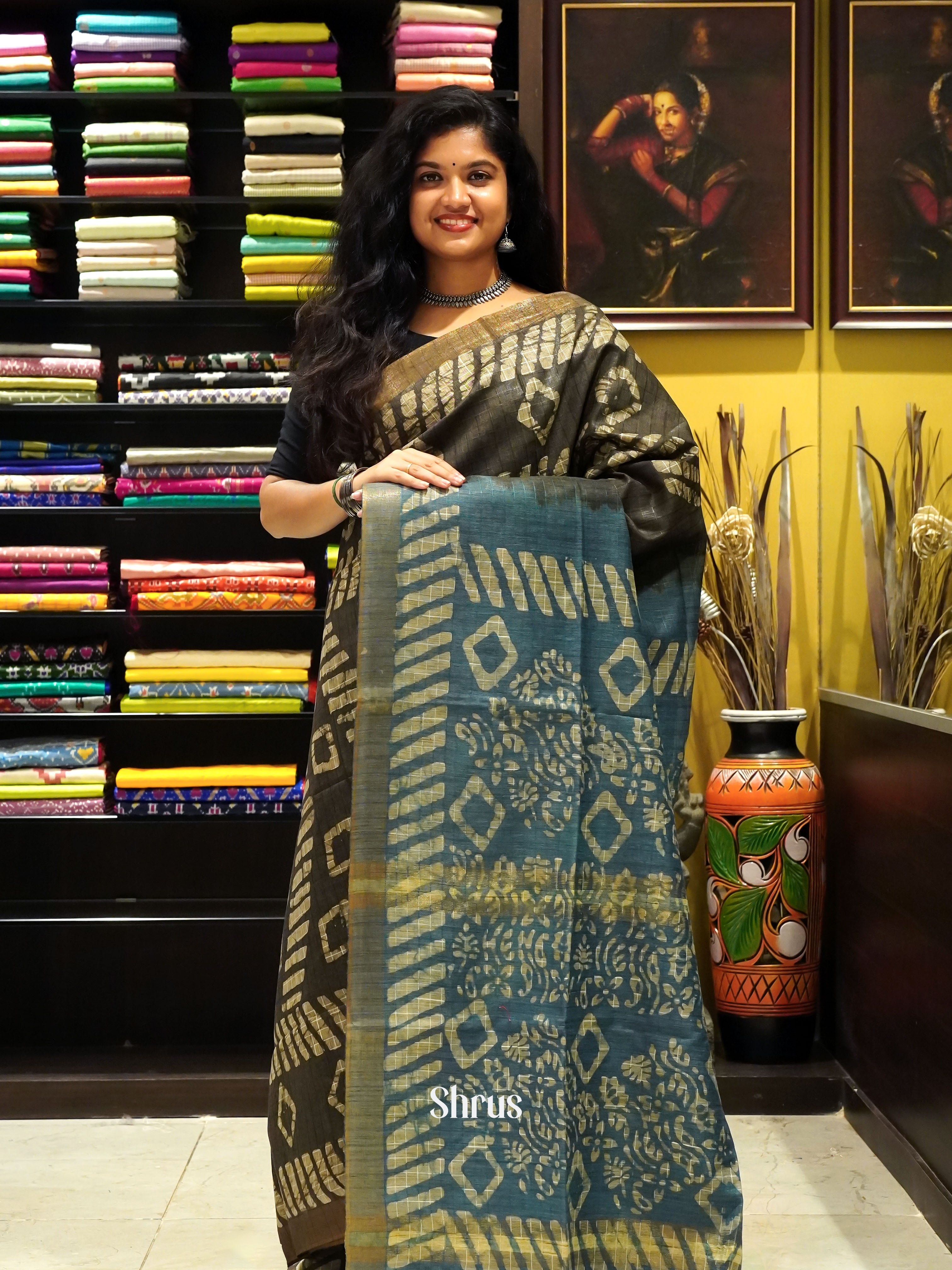 Black & Blue - Bhatik Saree - Shop on ShrusEternity.com
