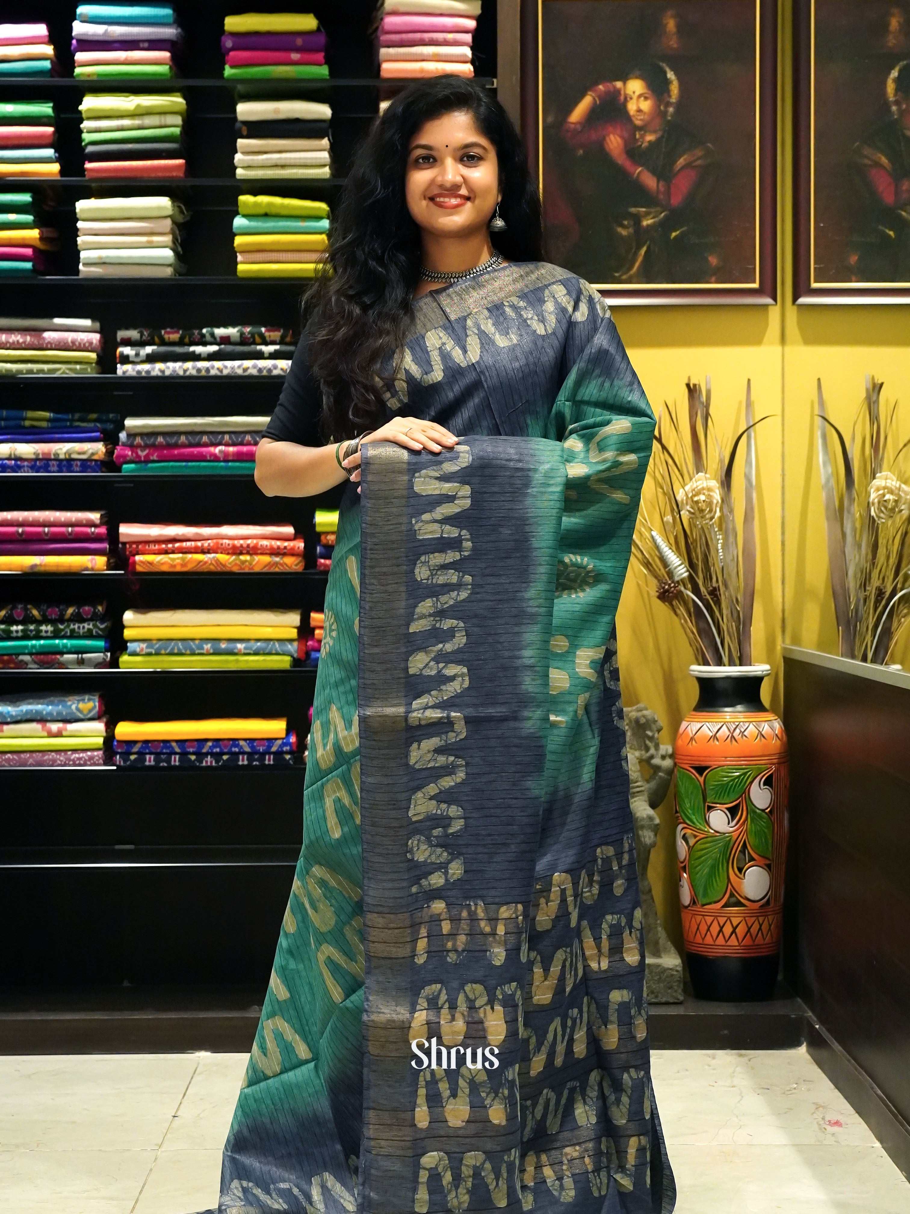 Teal & Blue - Bhatik Saree - Shop on ShrusEternity.com