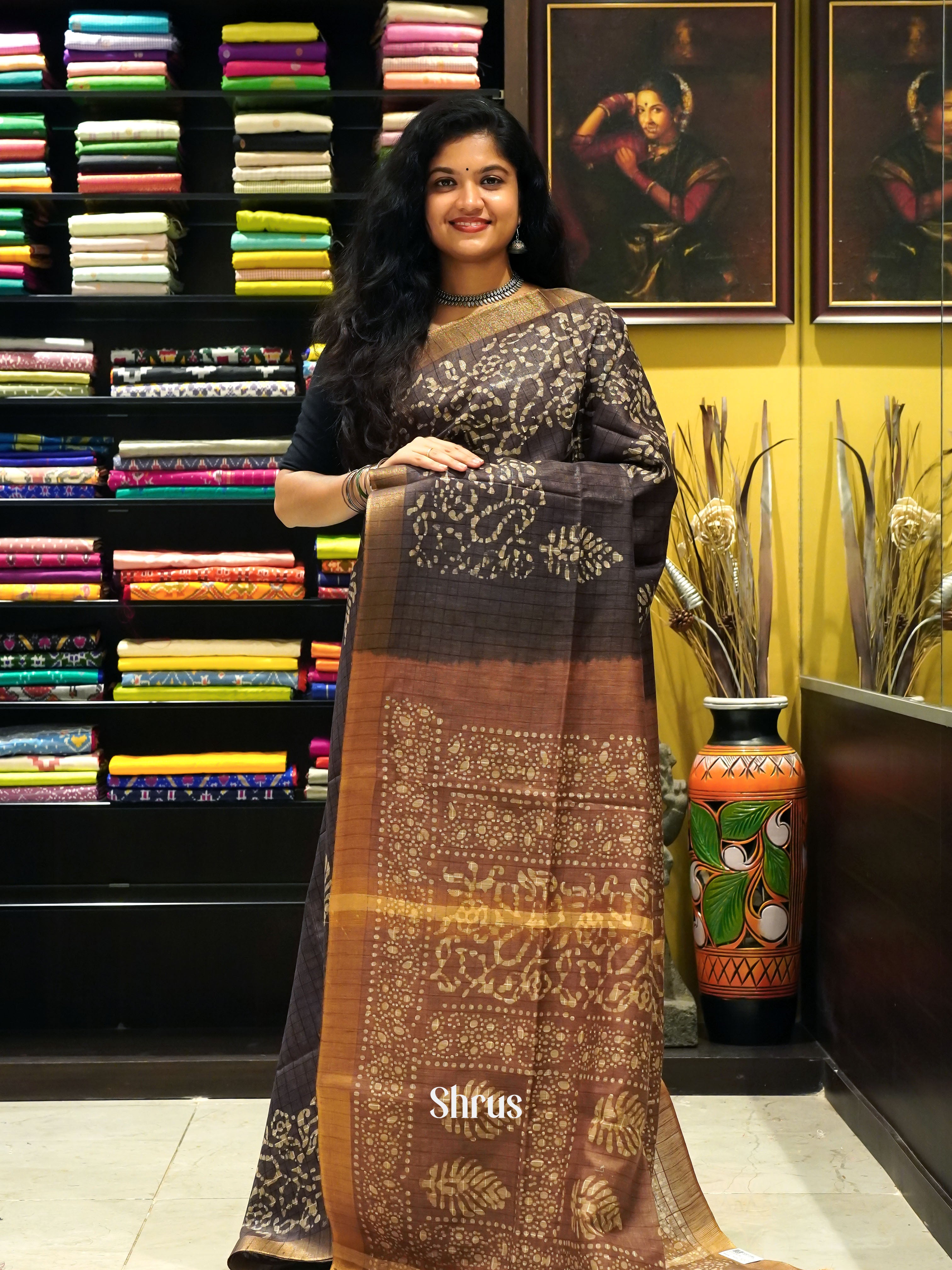 Black & Brown - Bhatik Saree - Shop on ShrusEternity.com