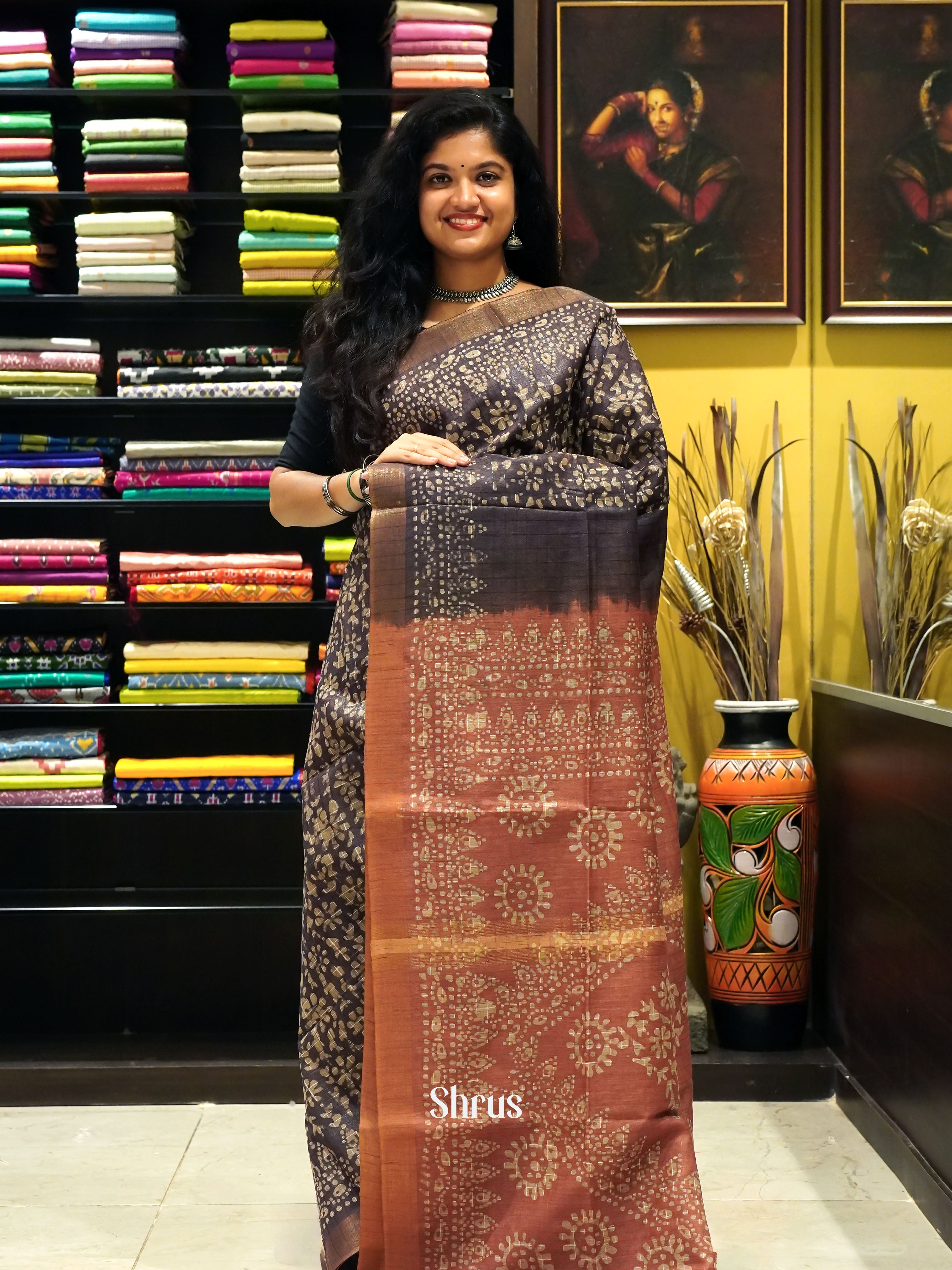 Black & Brown - Bhatik Saree - Shop on ShrusEternity.com
