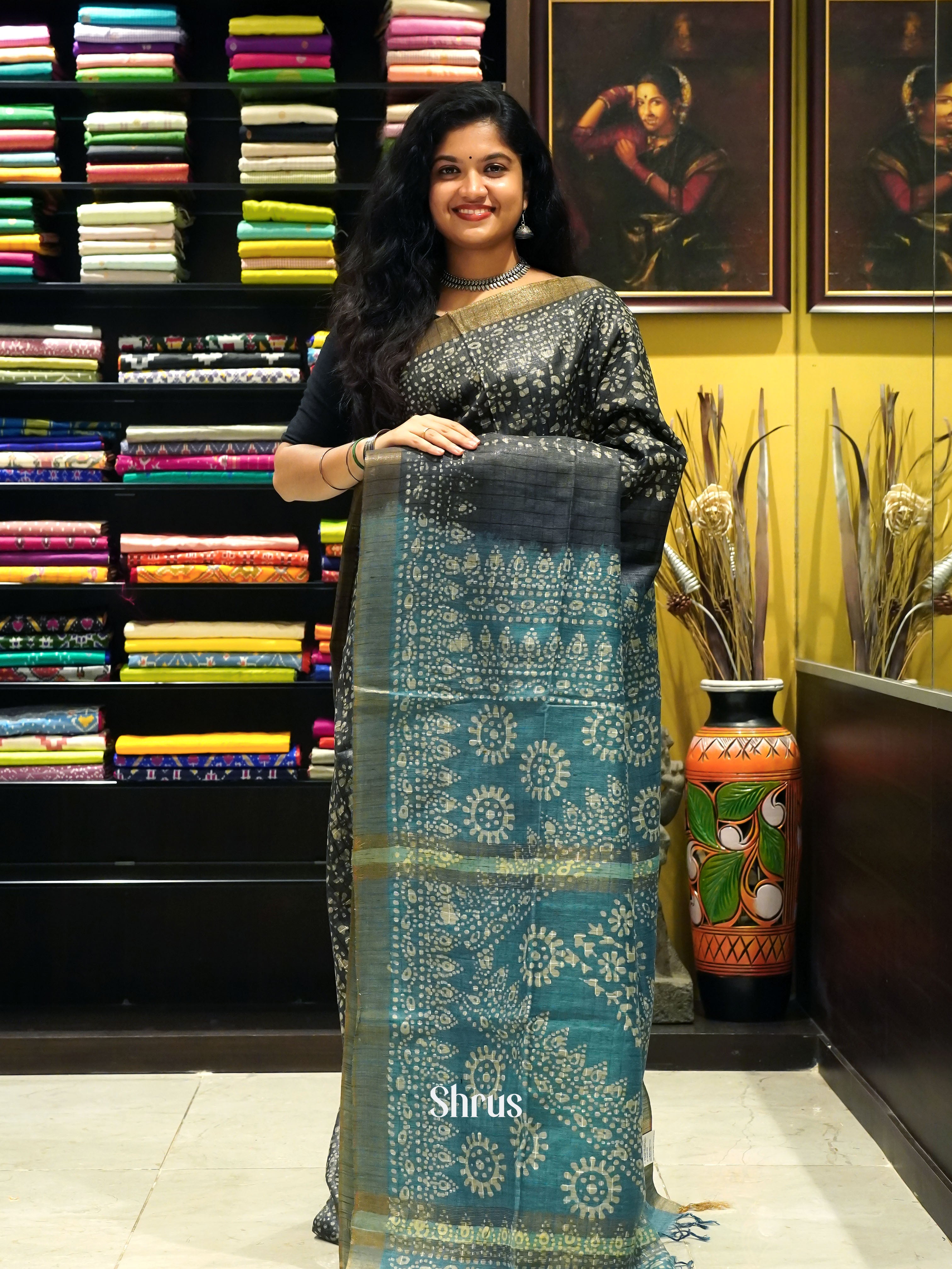 Black & Blue - Bhatik Saree - Shop on ShrusEternity.com