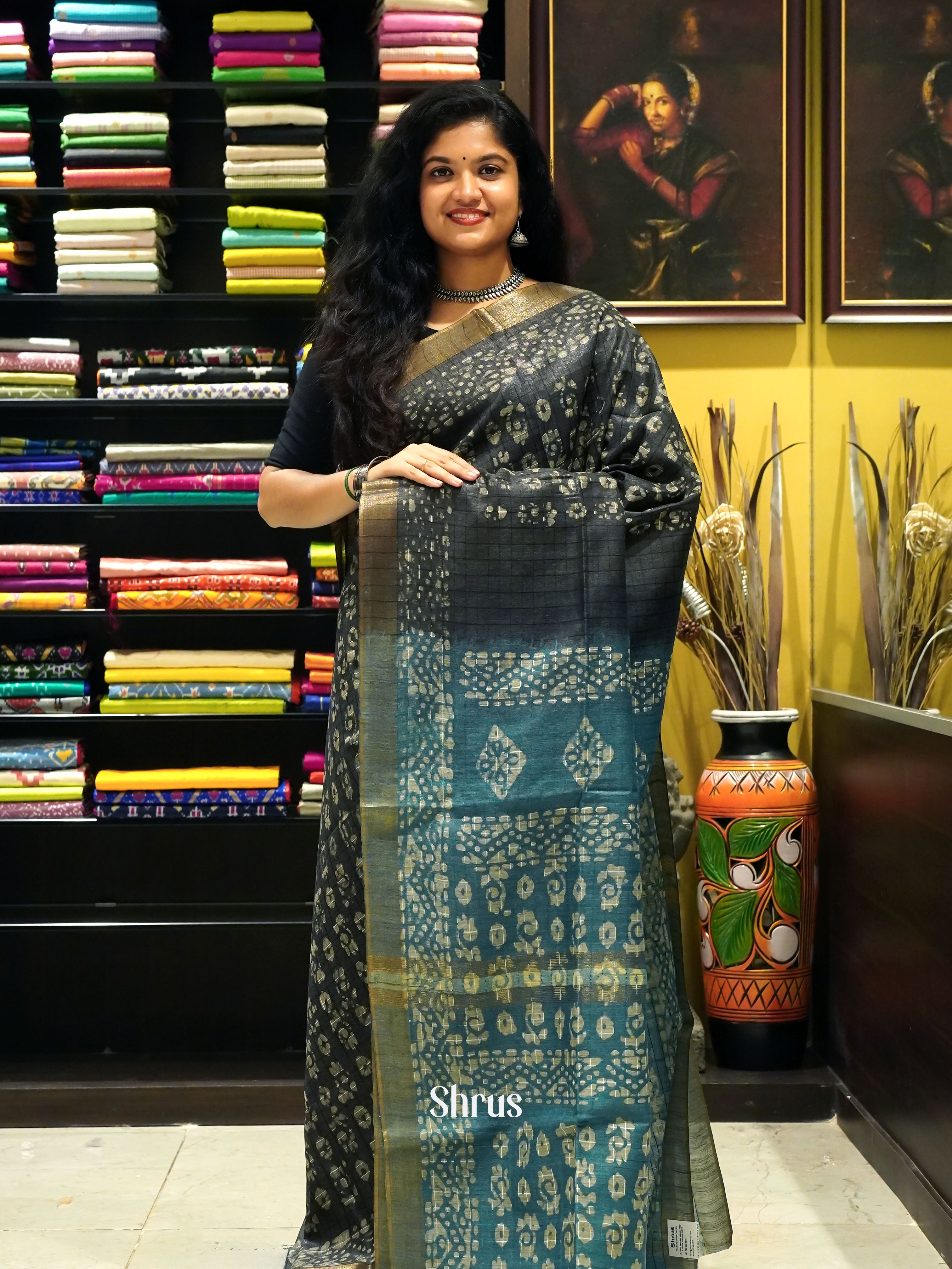 Black & Blue - Bhatik Saree - Shop on ShrusEternity.com