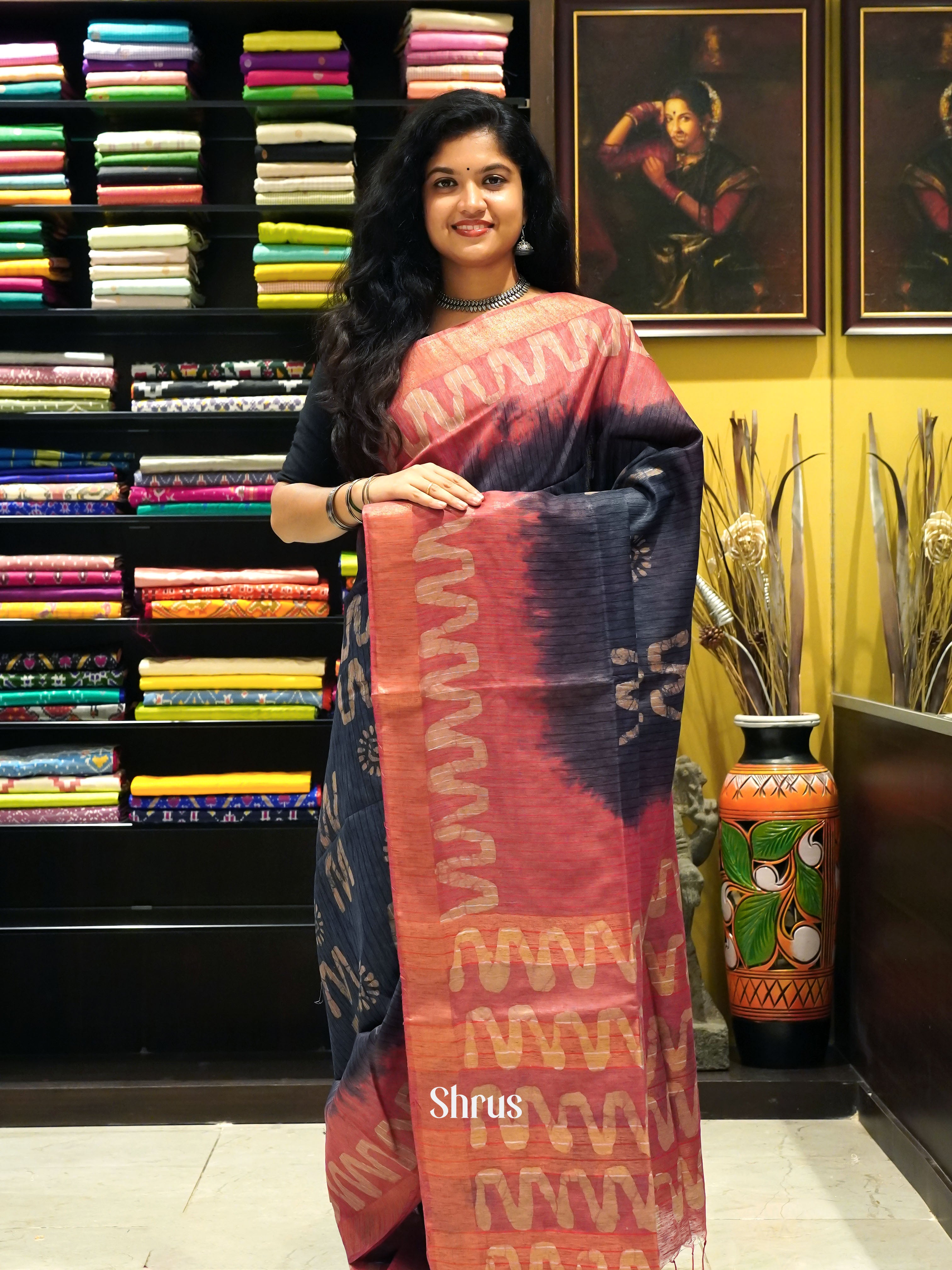 Blue & Red - Bhatik Saree - Shop on ShrusEternity.com