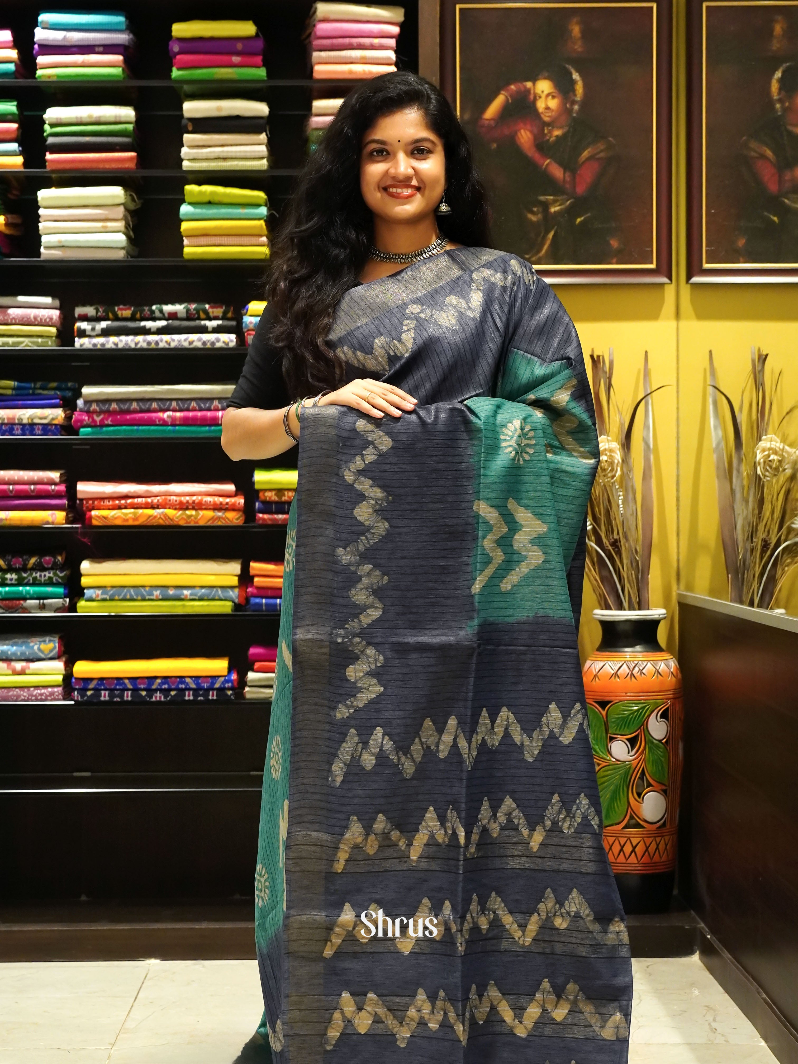 Green & Blue - Bhatik Saree - Shop on ShrusEternity.com