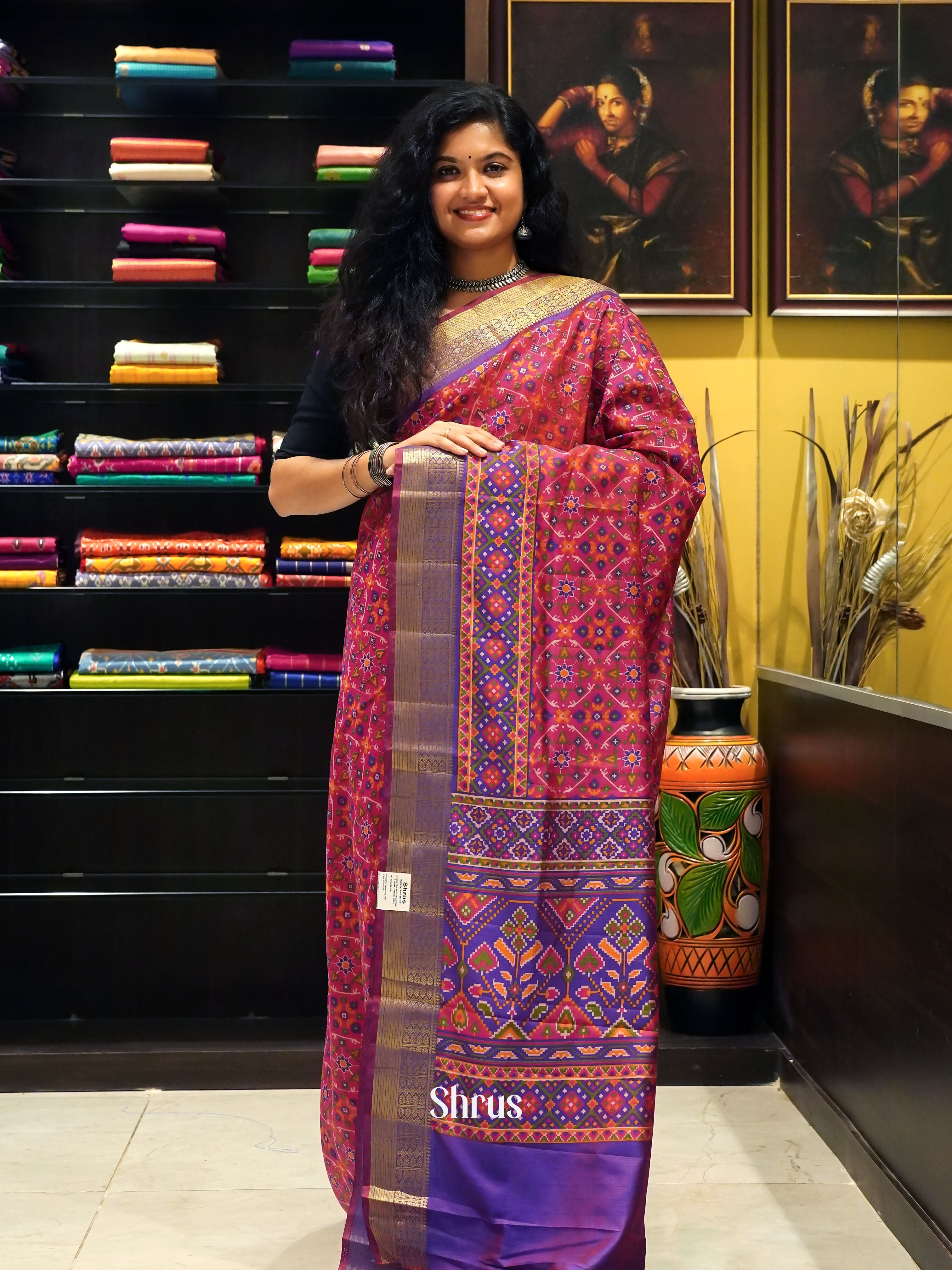 Pink & Purple - Semi Patola Saree - Shop on ShrusEternity.com