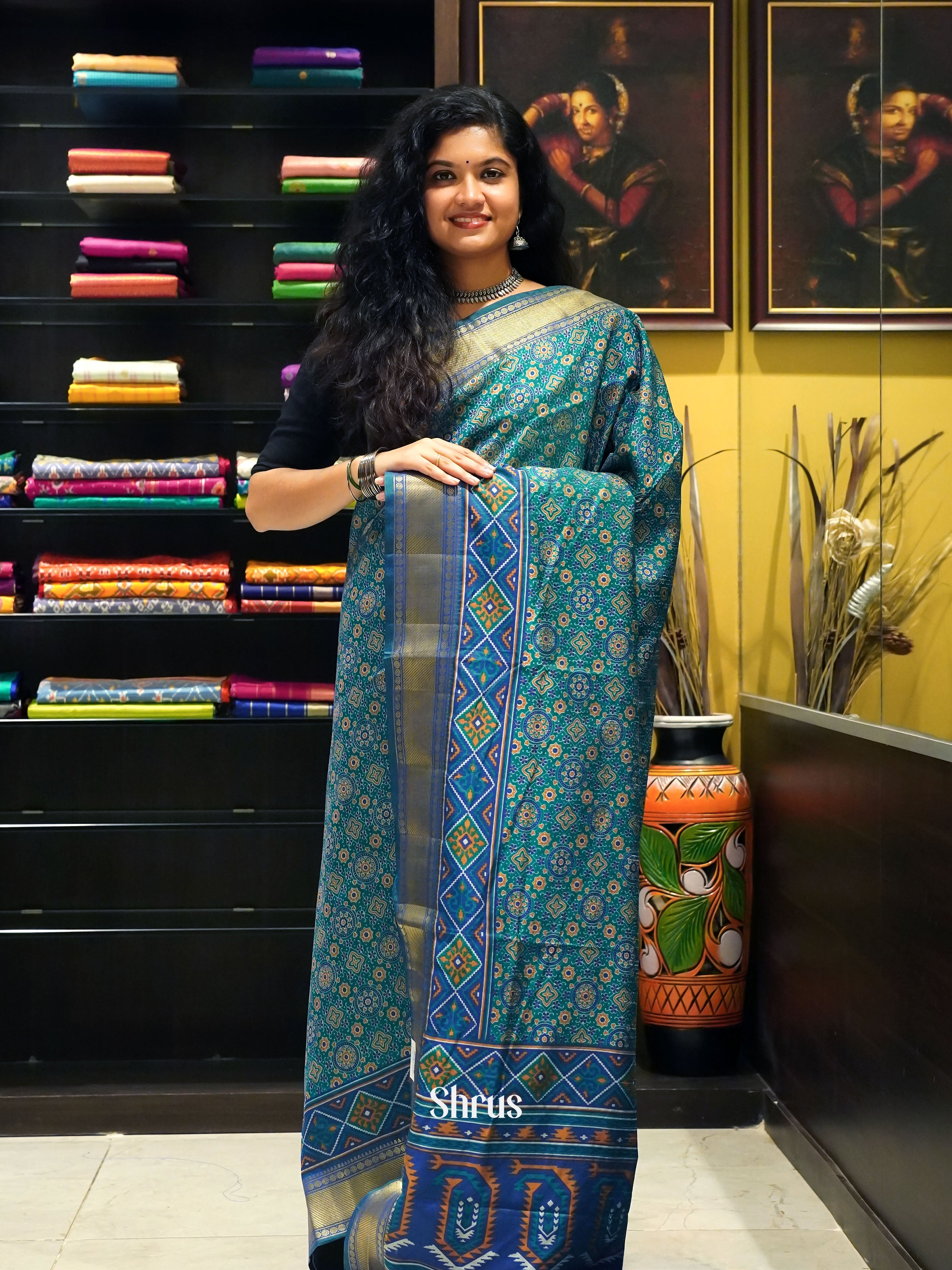 Green & Blue - Semi Patola Sareee - Shop on ShrusEternity.com