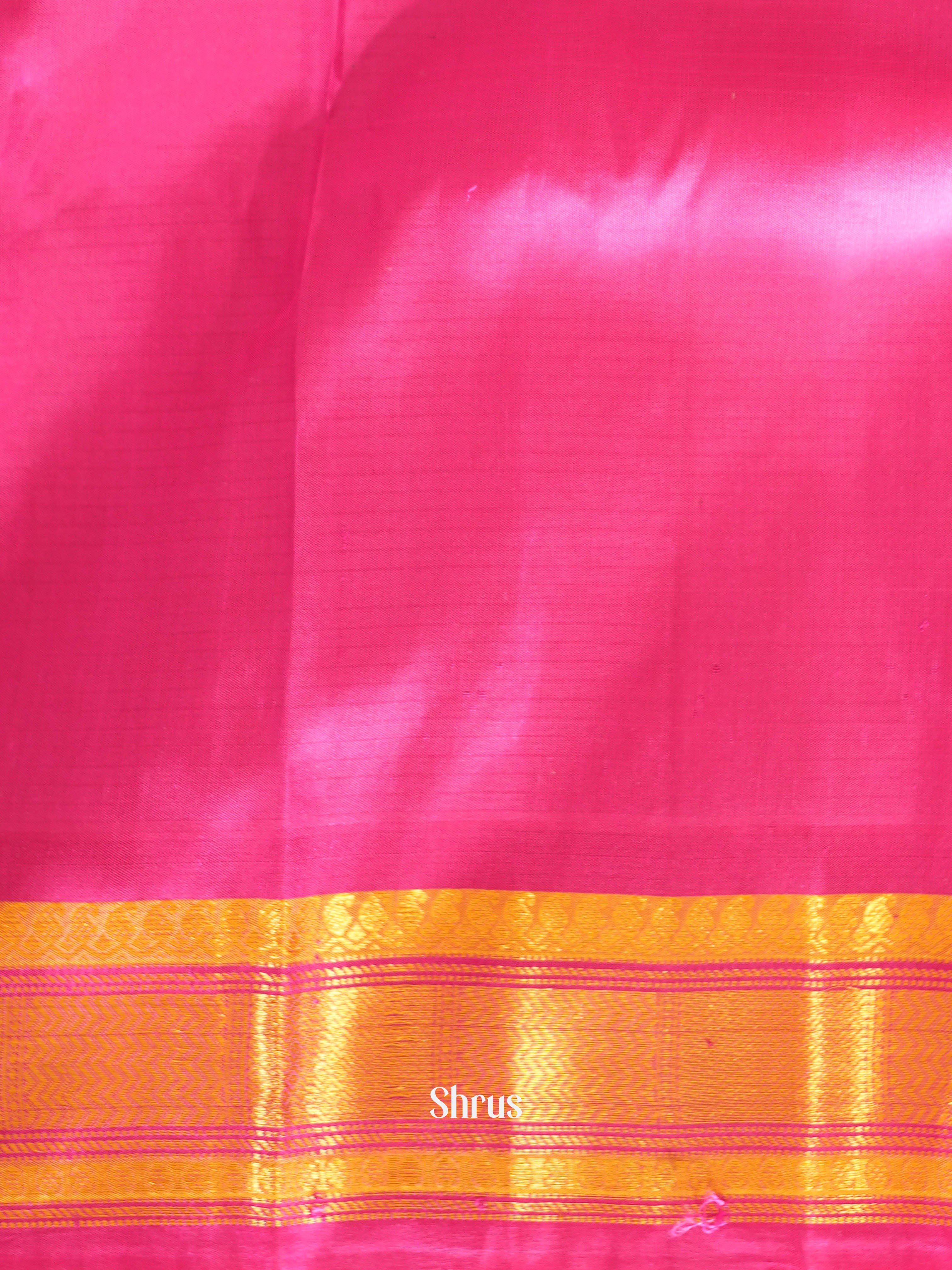 Cream & Pink - Gadwal Silk Saree - Shop on ShrusEternity.com