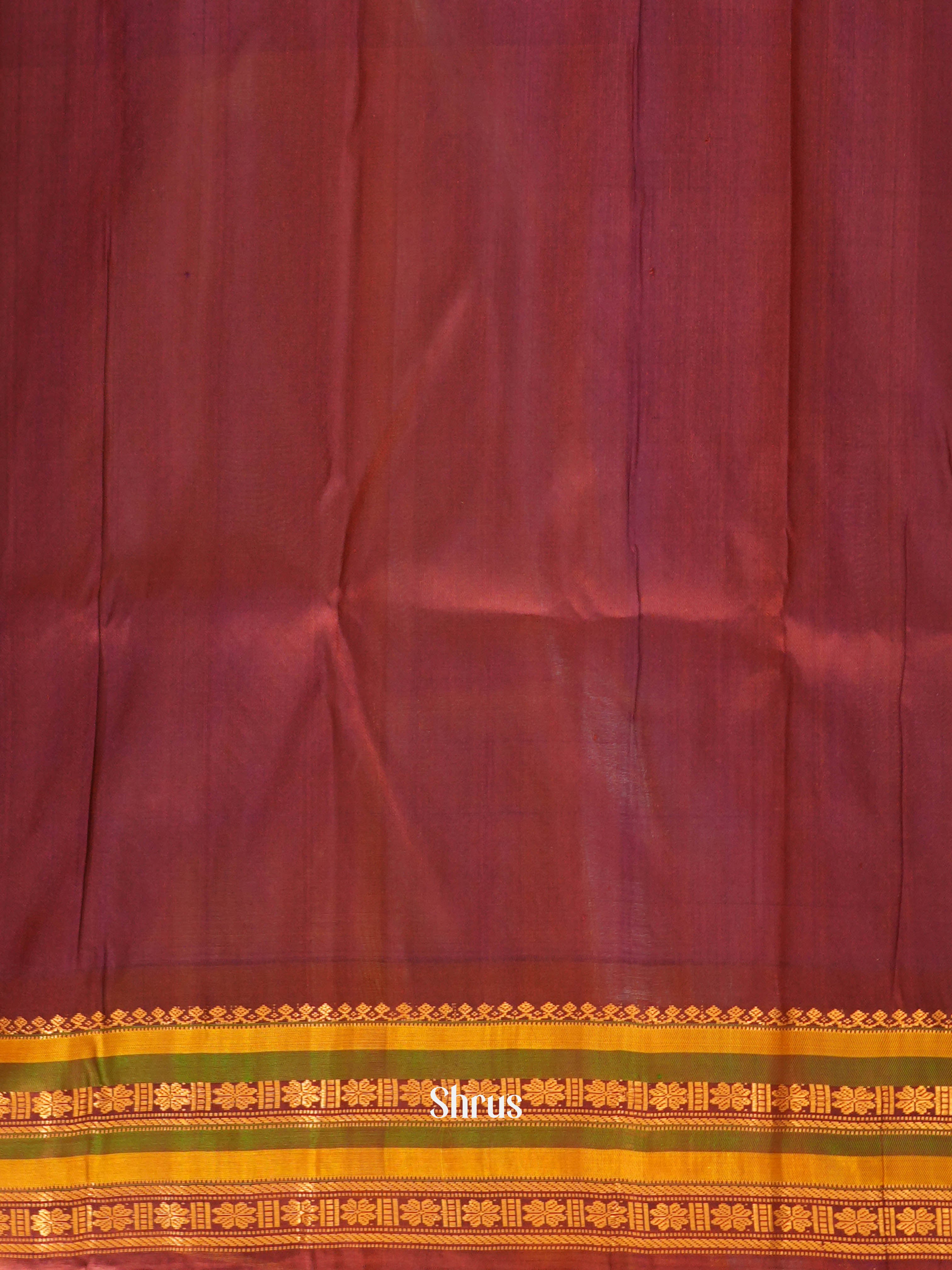 Yellow & Brown- Gadwal silk Saree - Shop on ShrusEternity.com