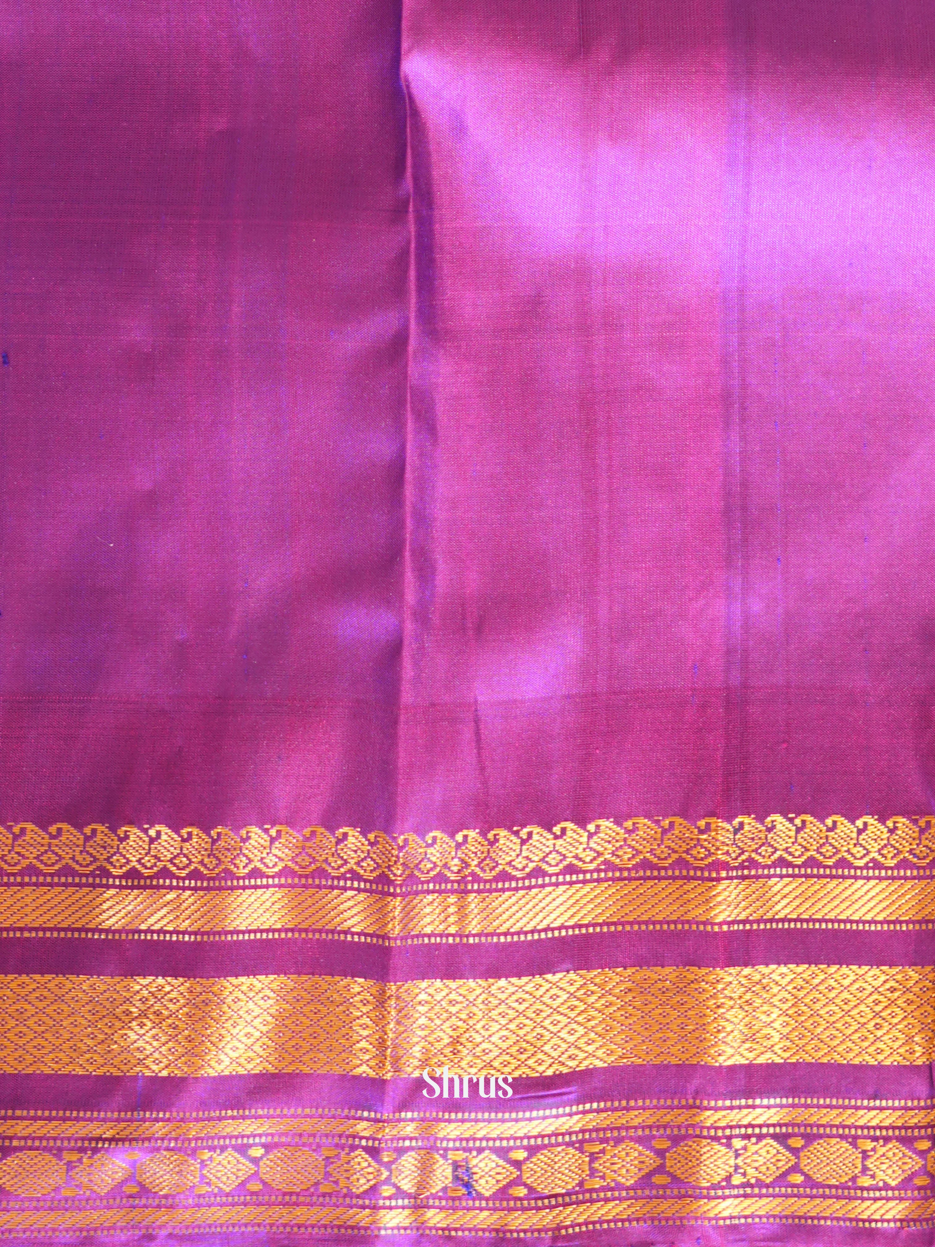 Cream & Purple - Gadwal Silk Saree - Shop on ShrusEternity.com