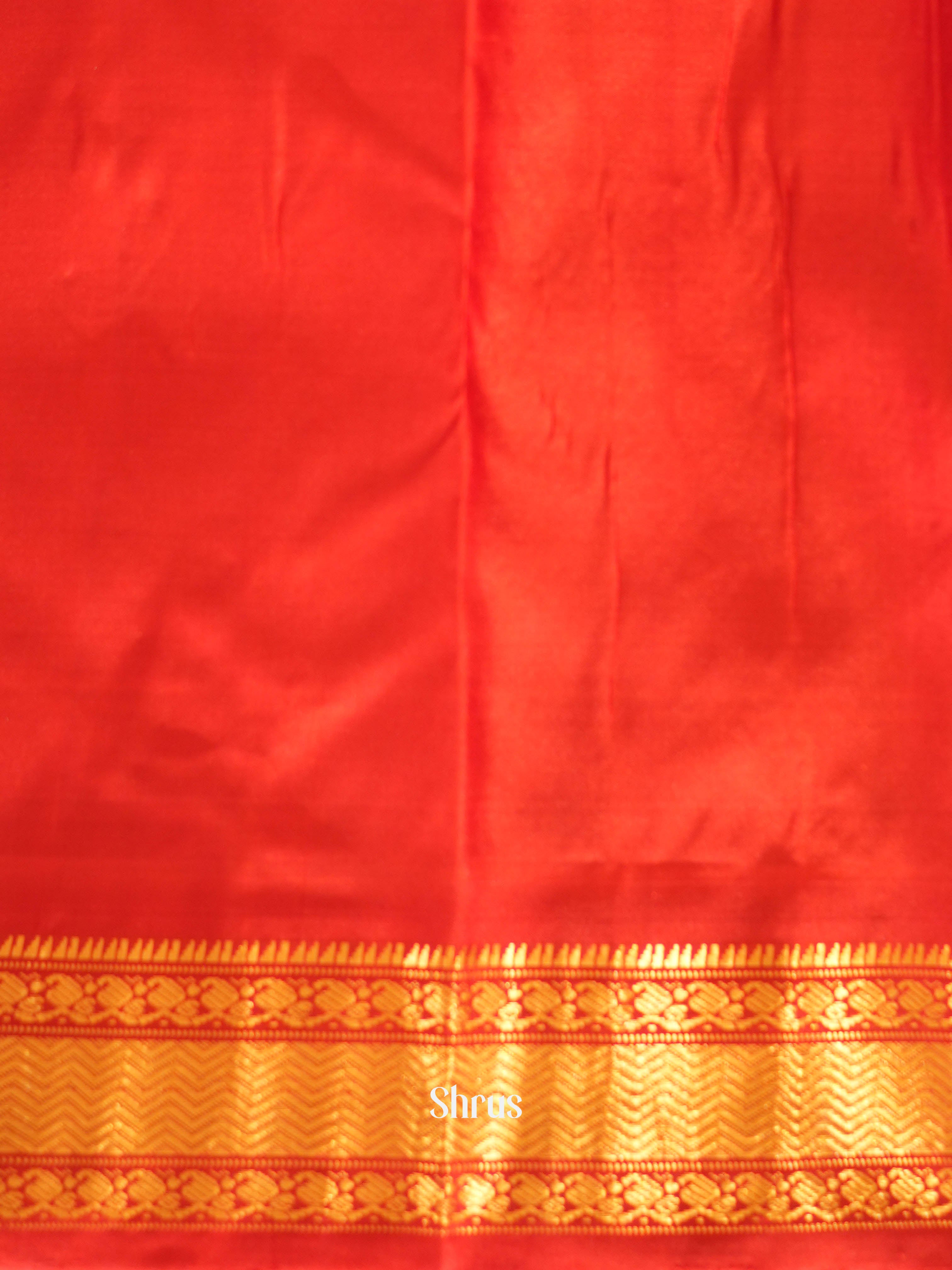 Elegant Teal and Red Gadwal Silk Saree with Zari Accents & Rich Pallu-1