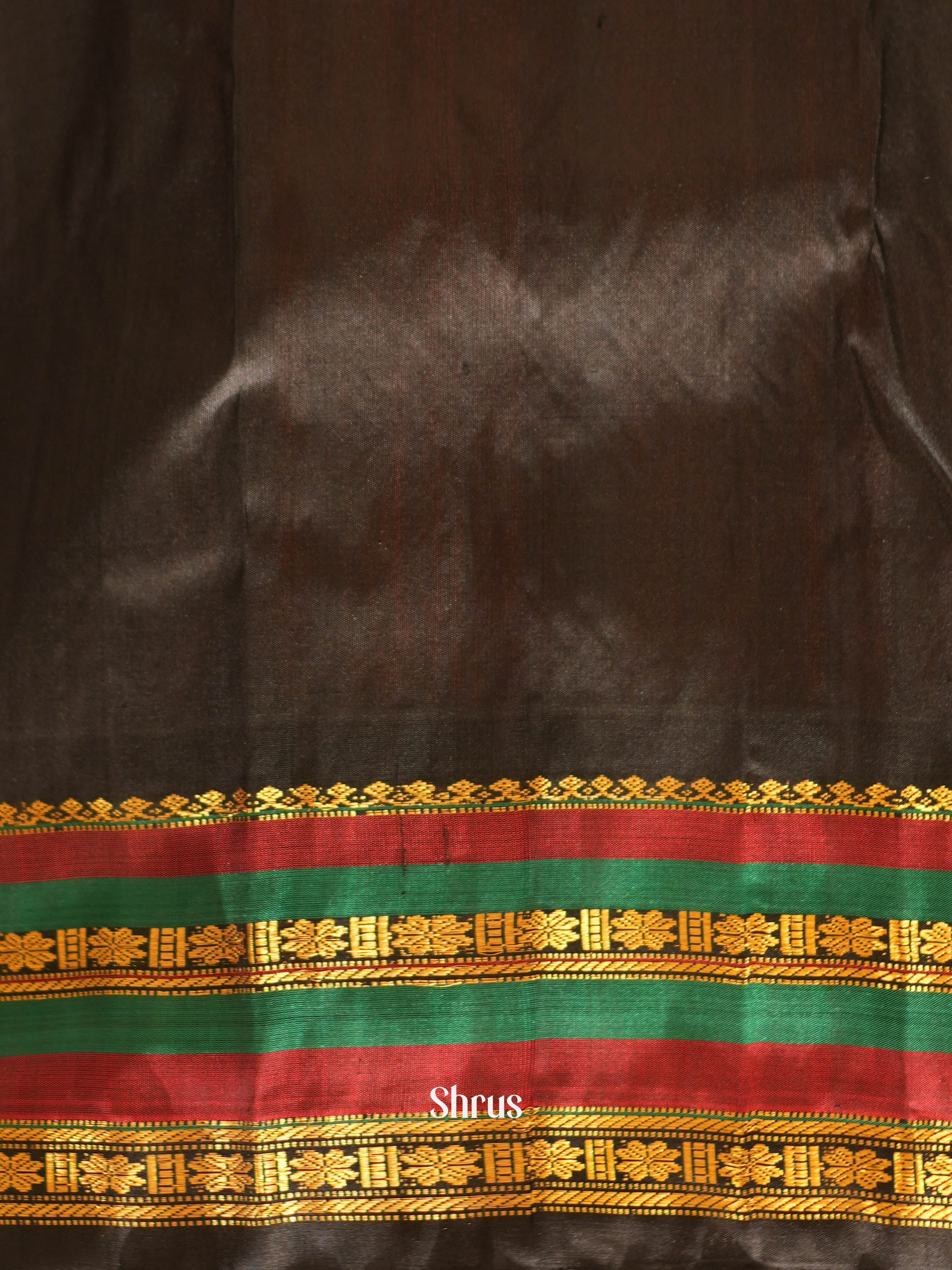 Peach & Black - Gadwal Silk Saree - Shop on ShrusEternity.com