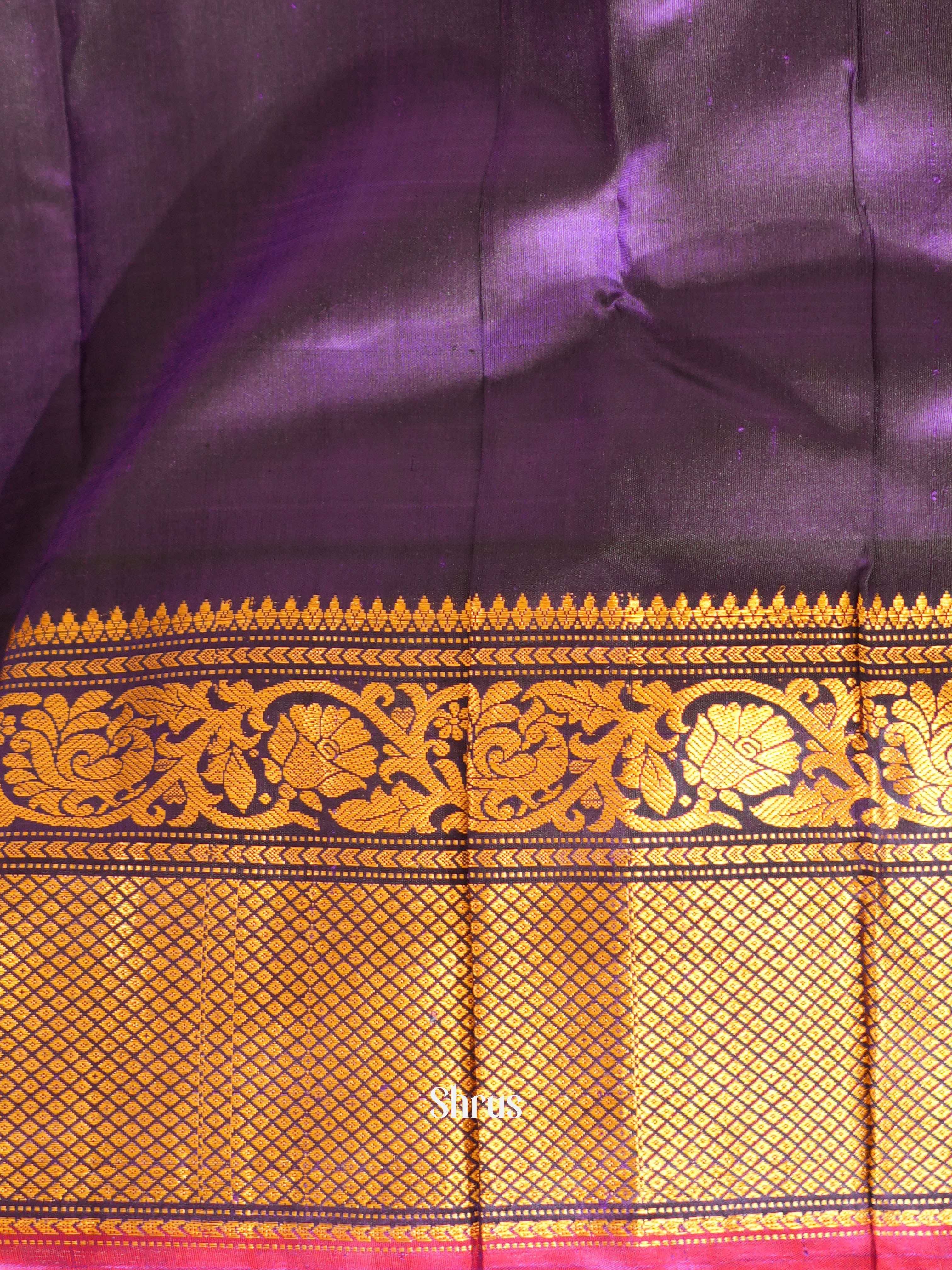Green & Violet- Gadwal silk Saree - Shop on ShrusEternity.com