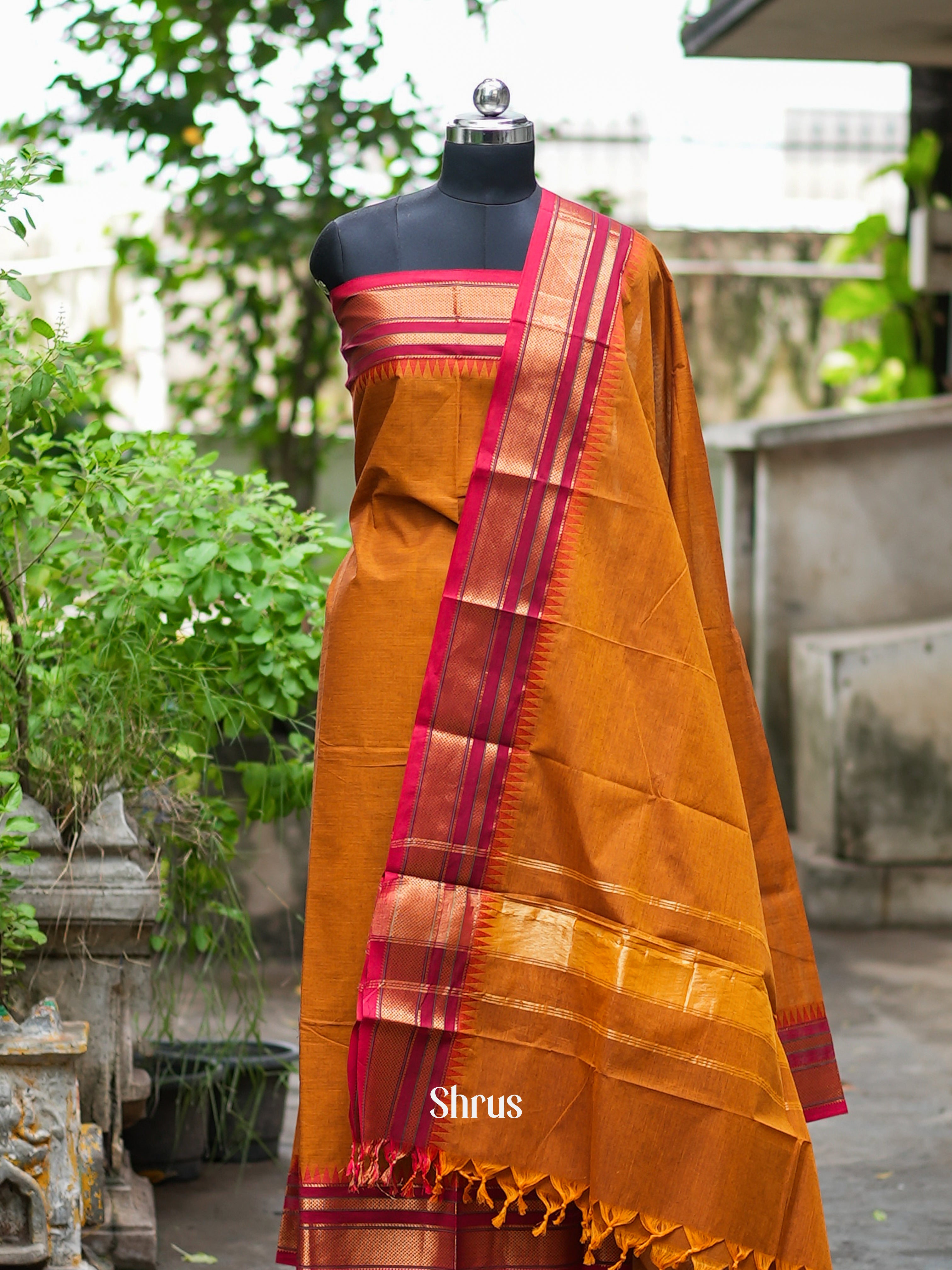 Orange & Red - Chettinad top dupatta combo - Shop on ShrusEternity.com