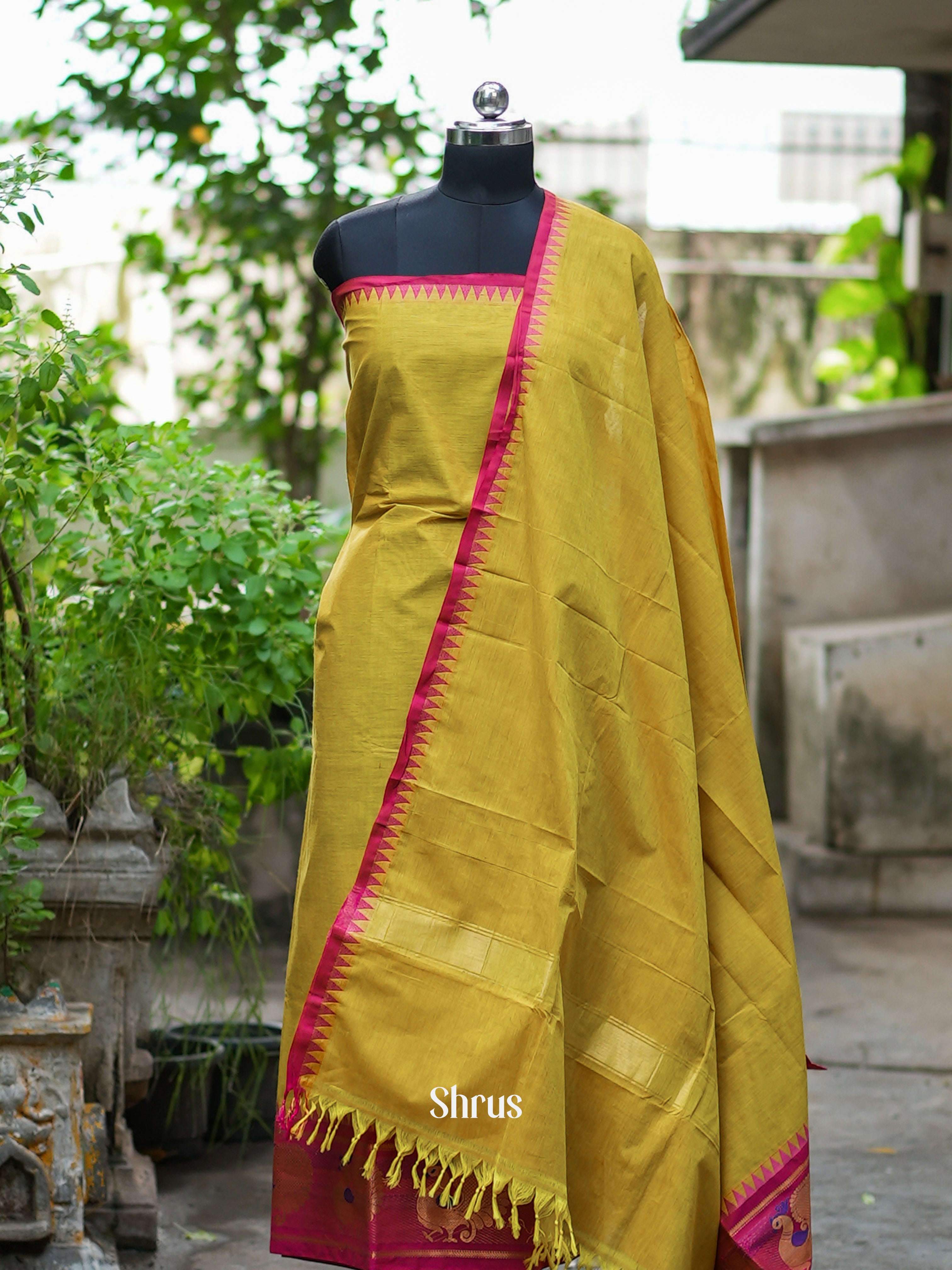 Green & Pink - chettinad top & dupatta combo - Shop on ShrusEternity.com